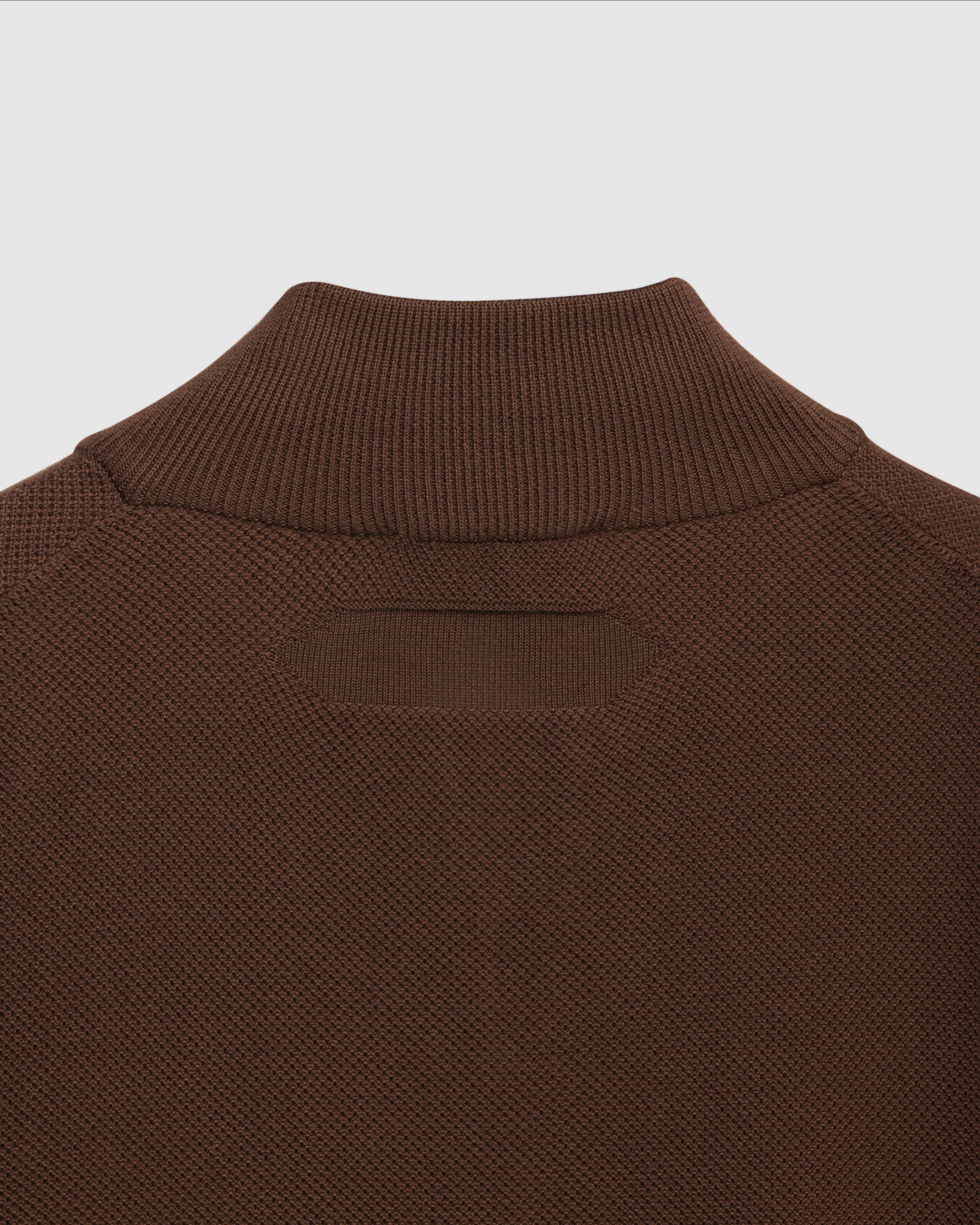 BRECKEN – Premium Cotton Knit Honeycomb High-Collar Sweater with Leather Trim