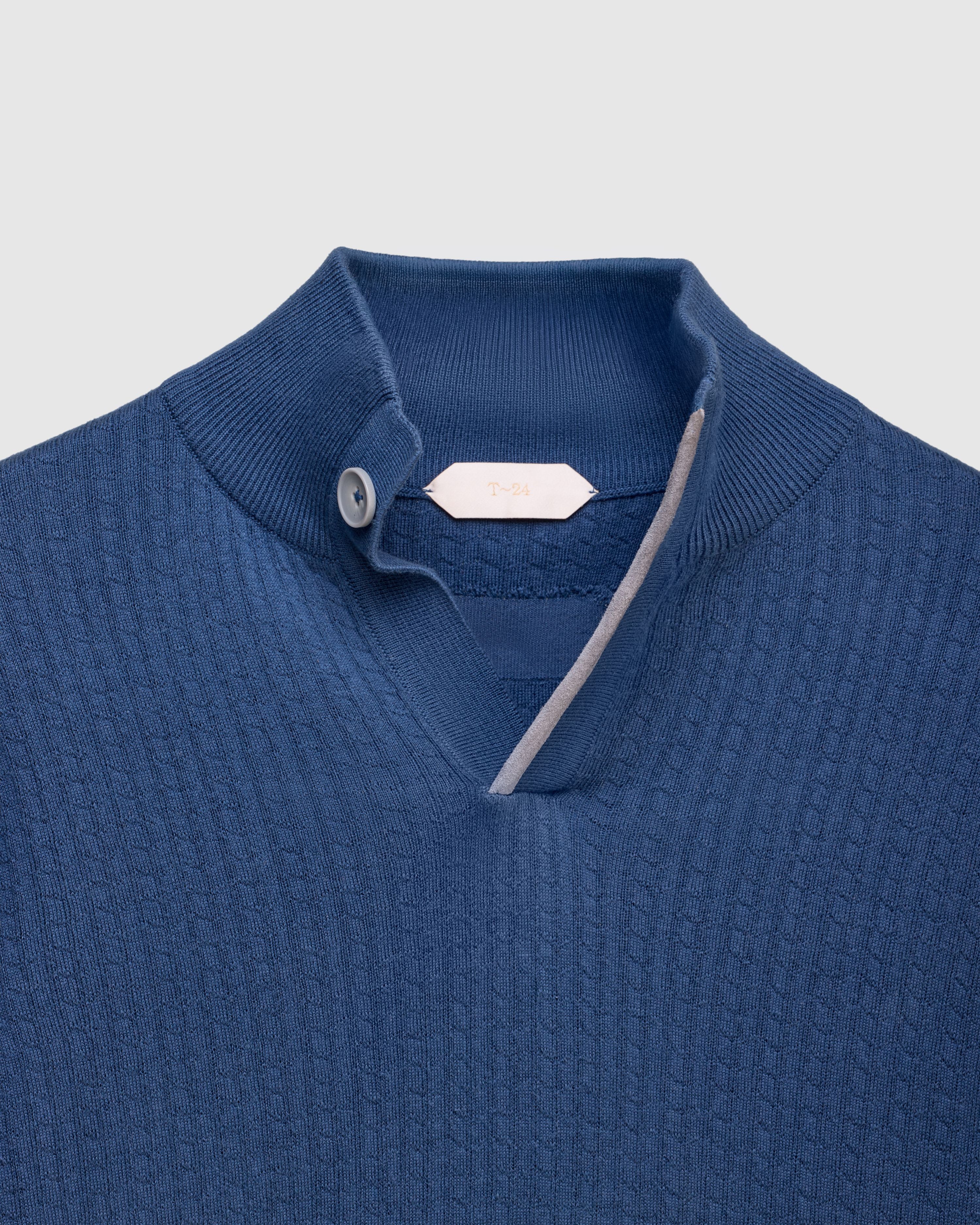 LANGFORD – Self-Structured Premium Cotton Knit High-Collar sweater with Suede Trim