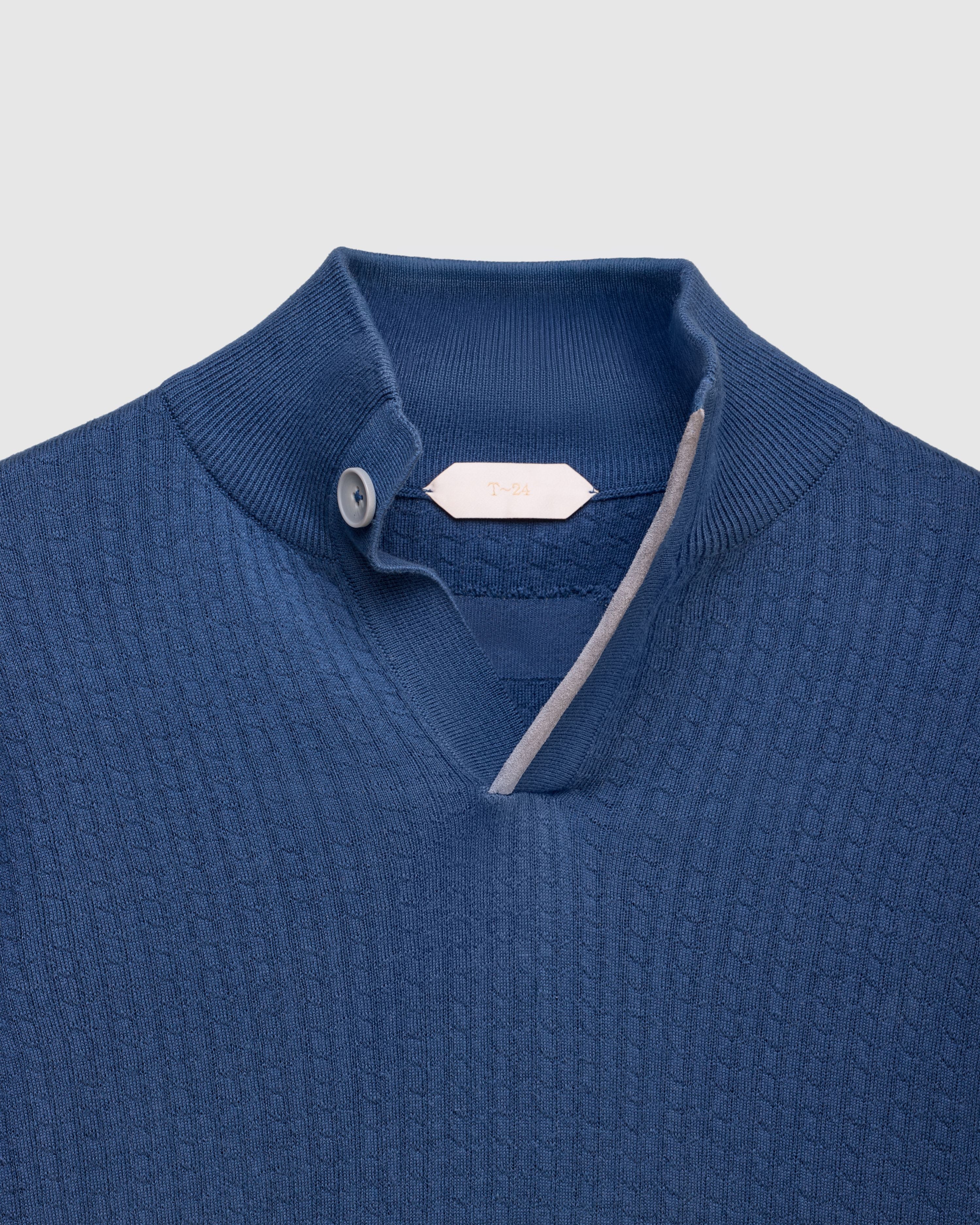 LANGFORD – Self-Structured Premium Cotton Knit High-Collar sweater with Suede Trim