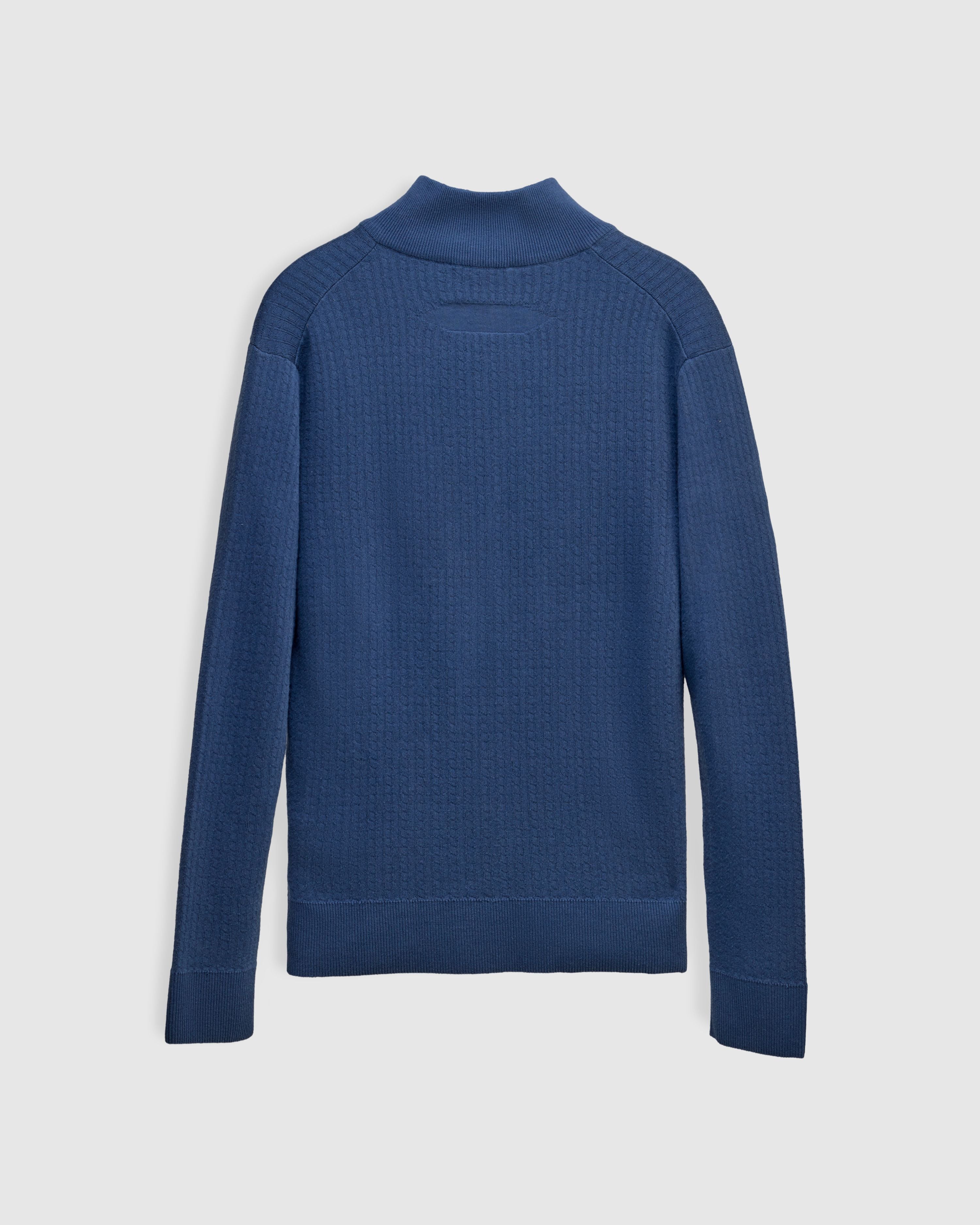 LANGFORD – Self-Structured Premium Cotton Knit High-Collar sweater with Suede Trim