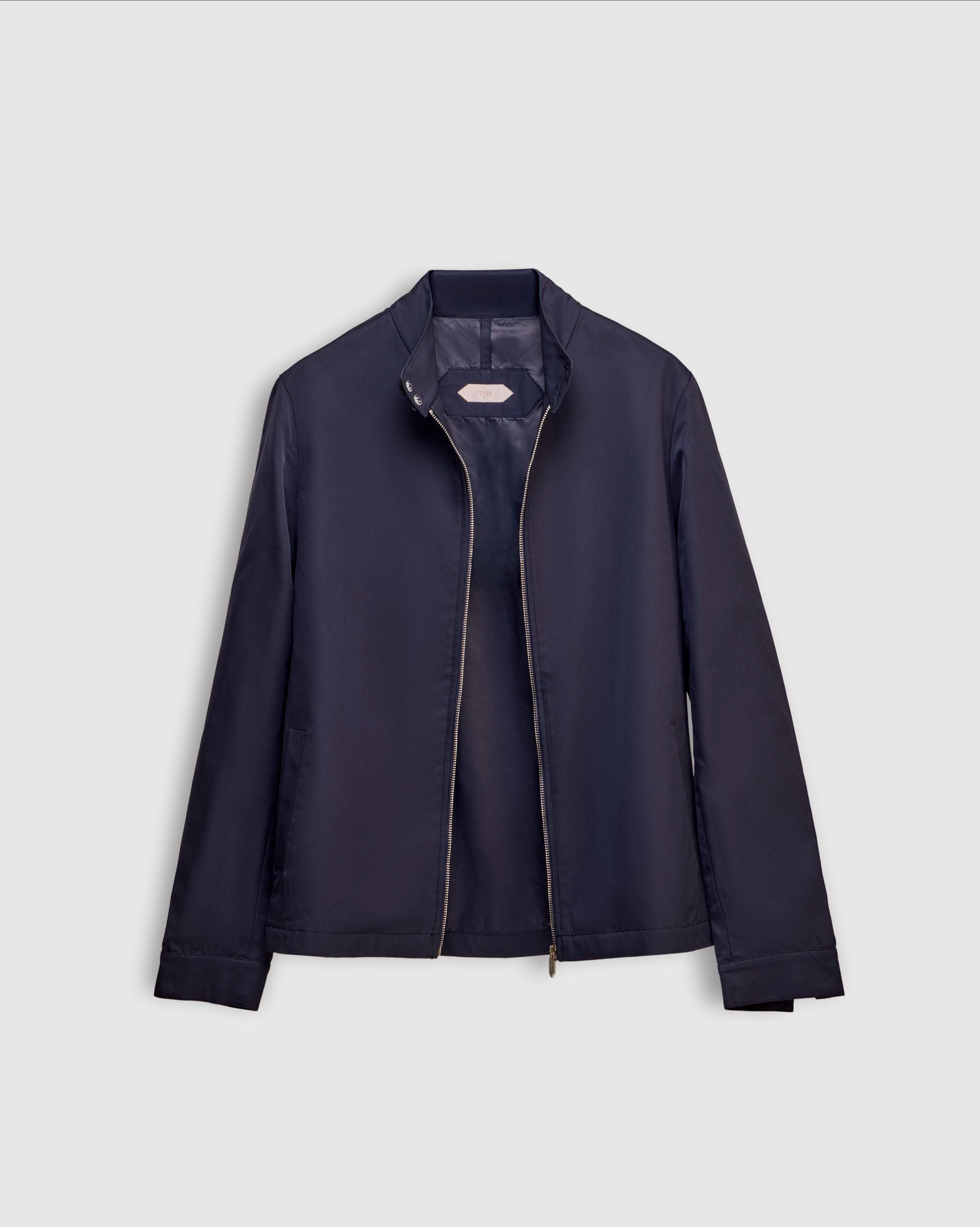 AQUILO - Midnight blue blue Technical Shell Jacket with Leather Accents