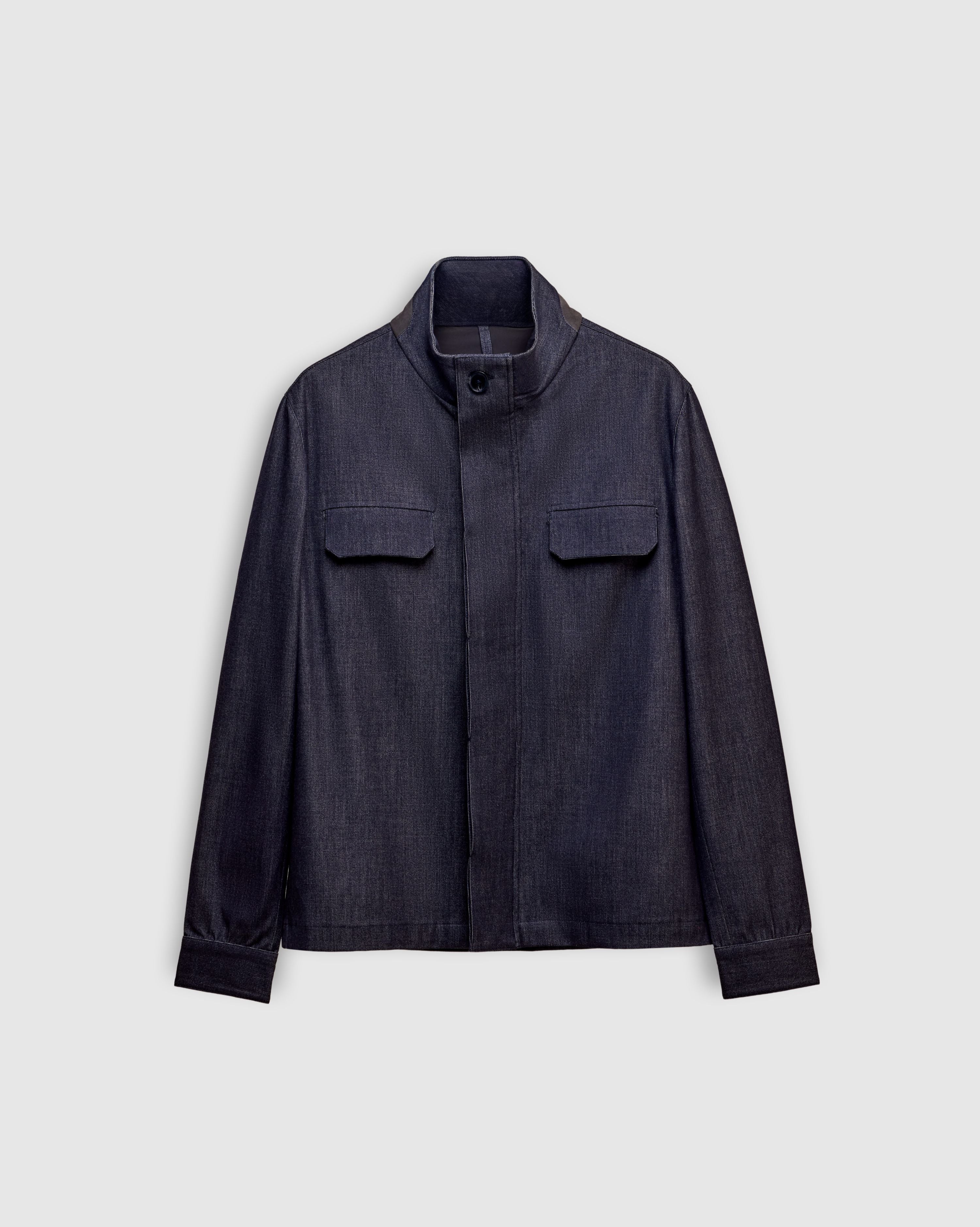 NAUTILUS – Indigo Field Jacket with Grey Suede Under-Collar