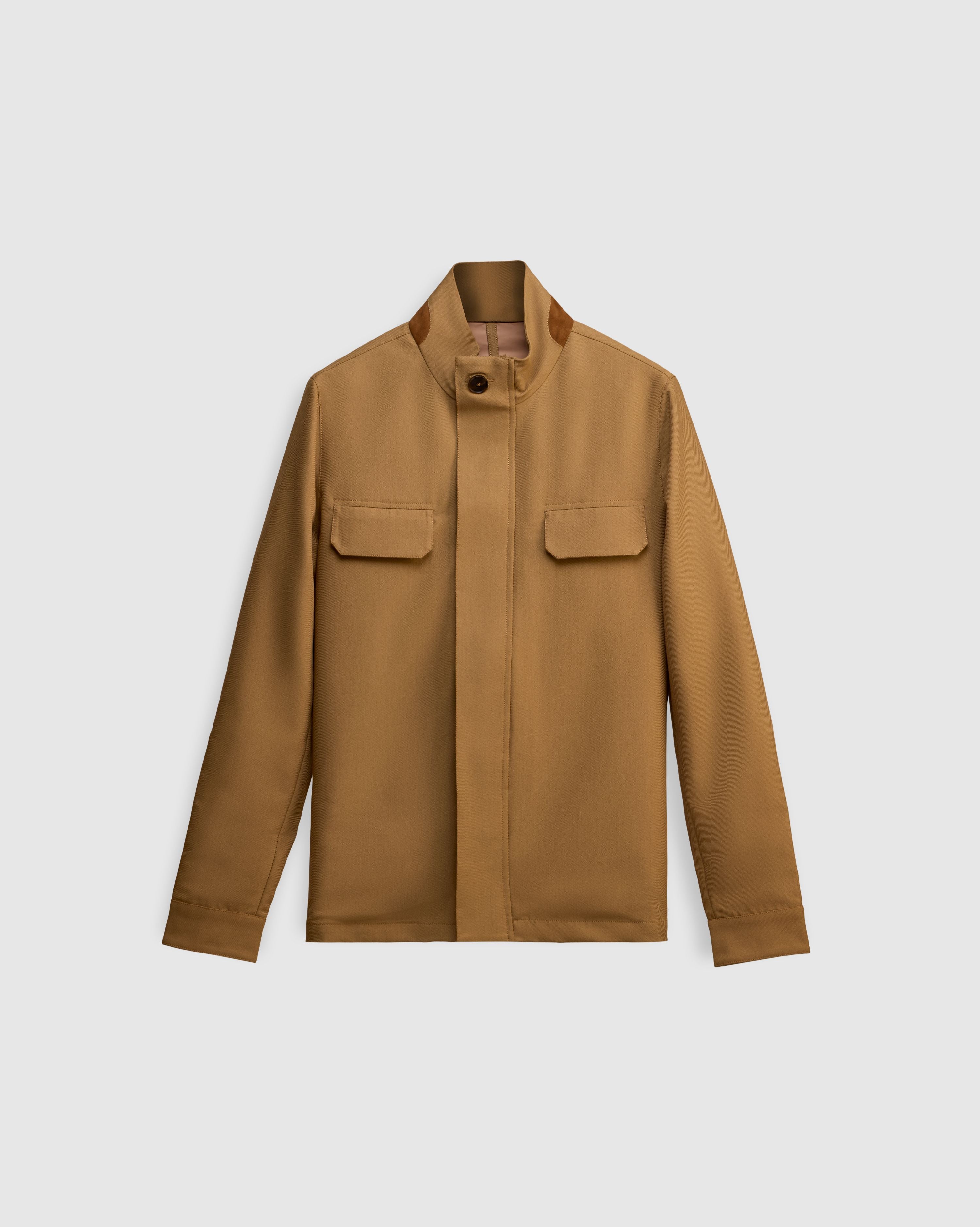VORTEX – Khaki Field Jacket with Tan Suede Under-Collar