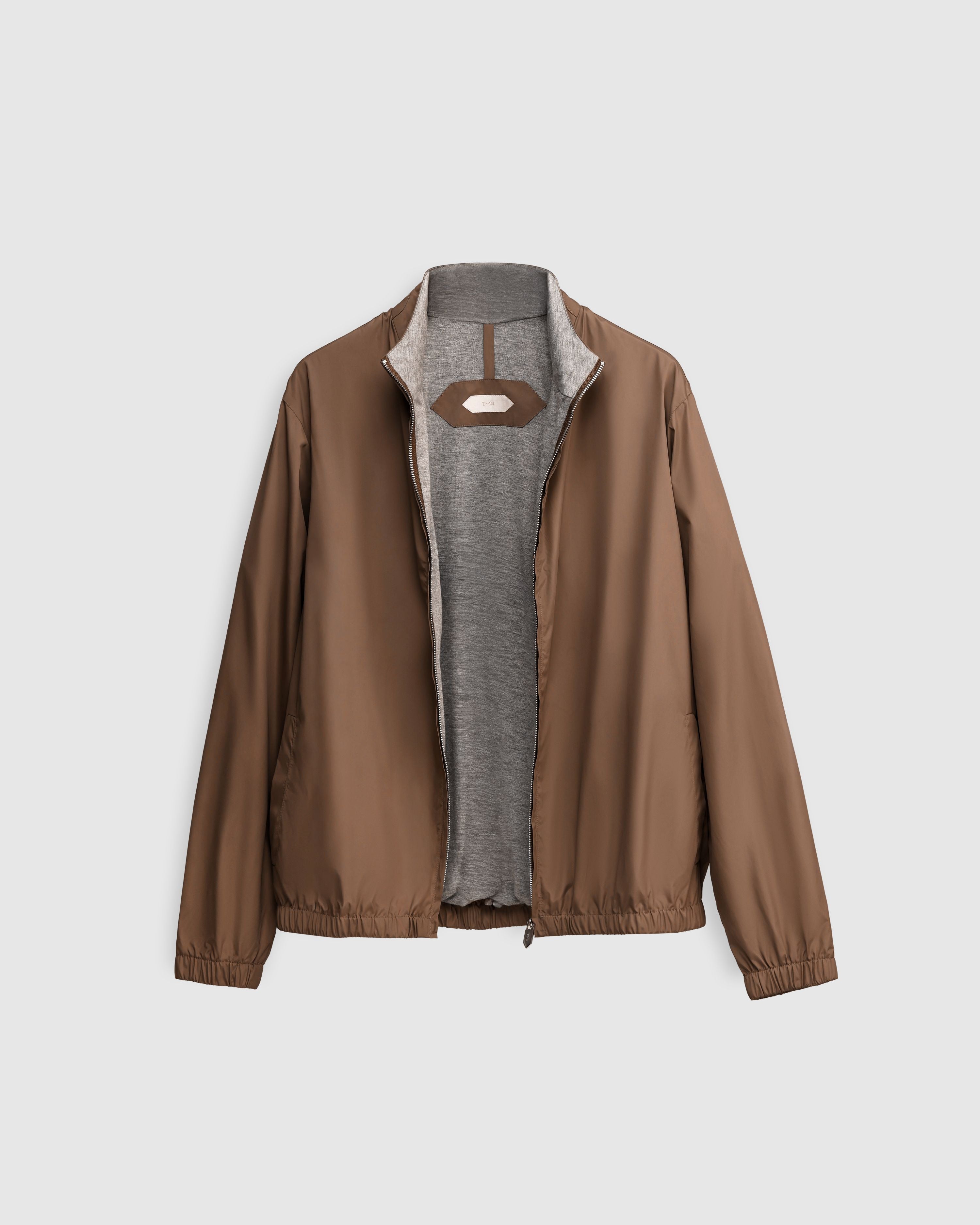 CANYON – Brown Lightweight Technical Jacket with Contrast Knit Lining