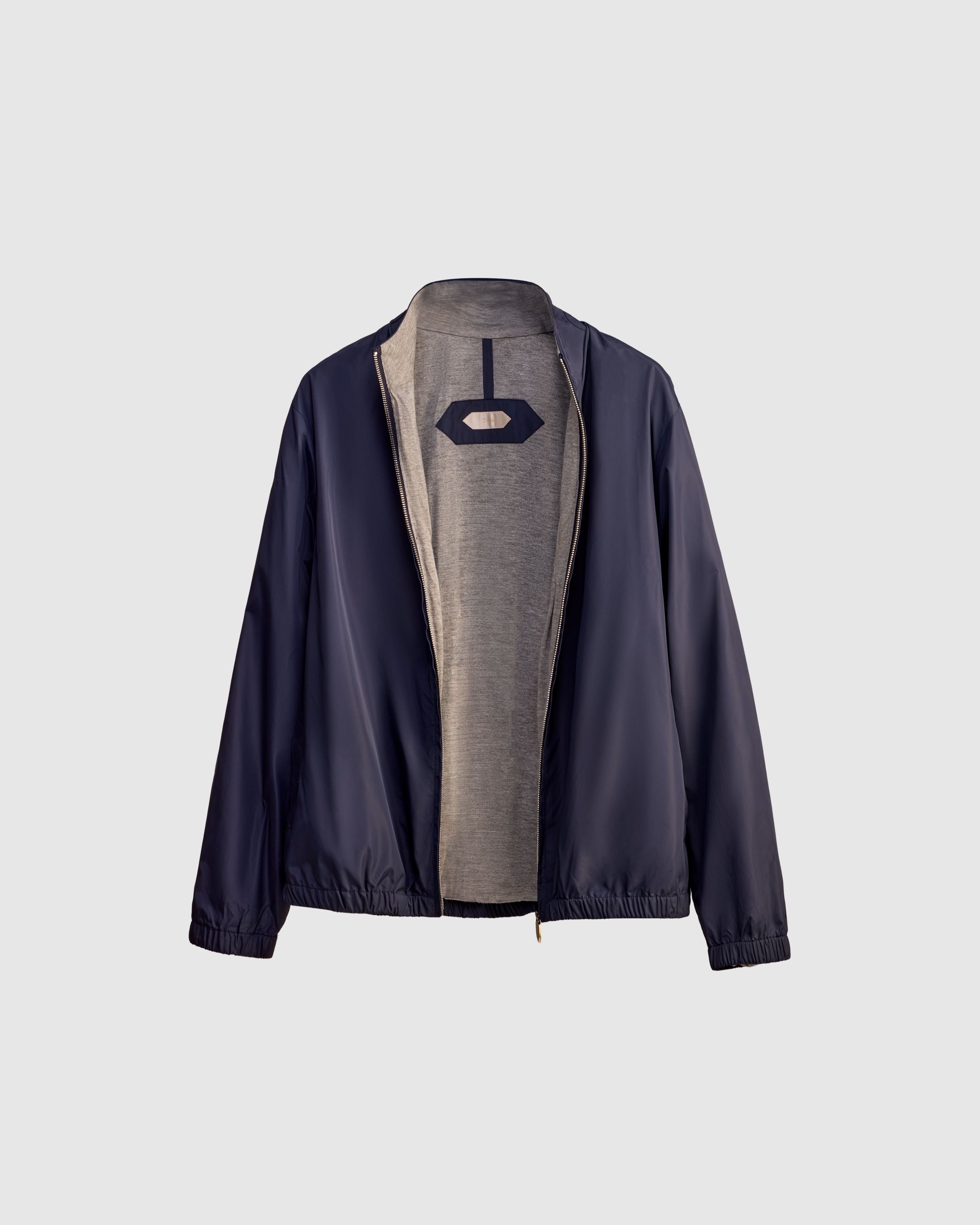 ABYSS – Navy Lightweight Technical Jacket with Contrast Knit Lining