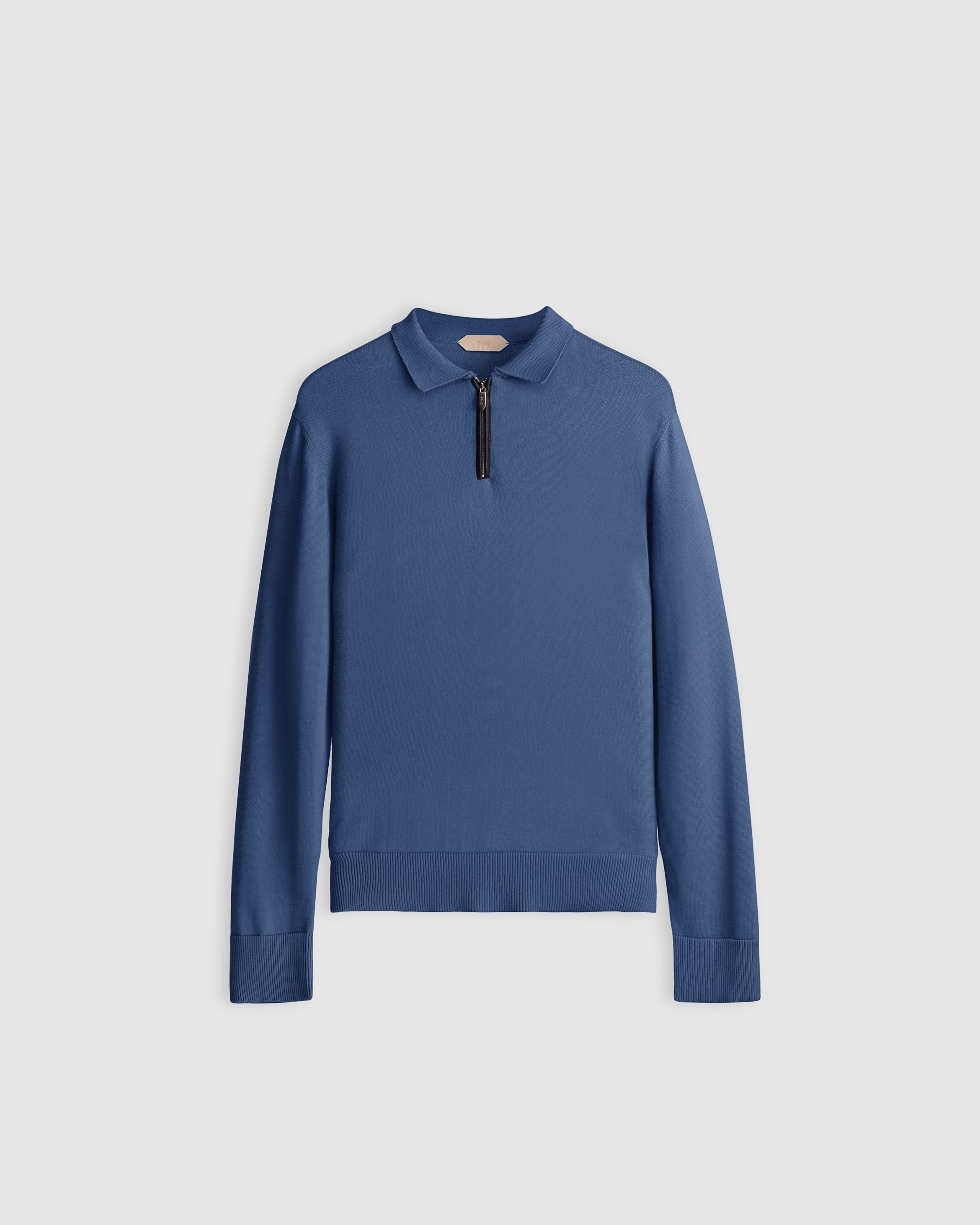NOLEN – Premium Cotton Knit Polo zipper with Leather Piping
