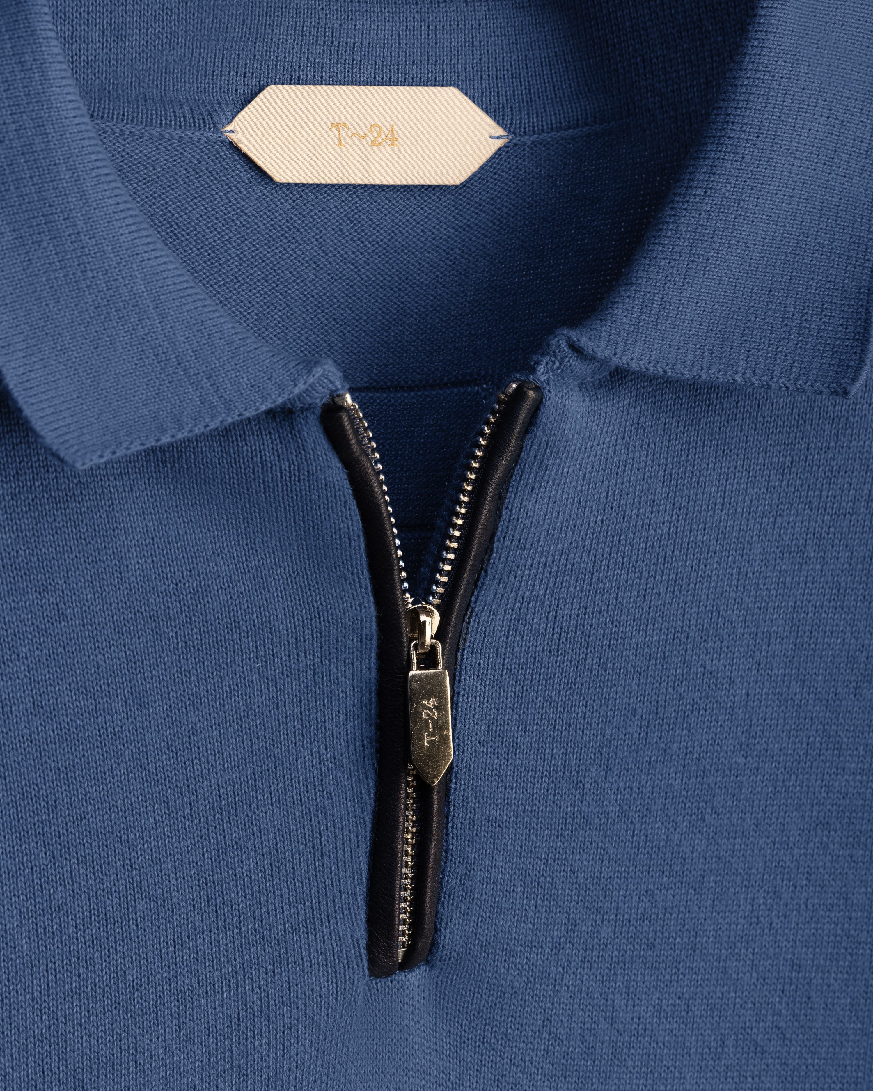 NOLEN – Premium Cotton Knit Polo zipper with Leather Piping
