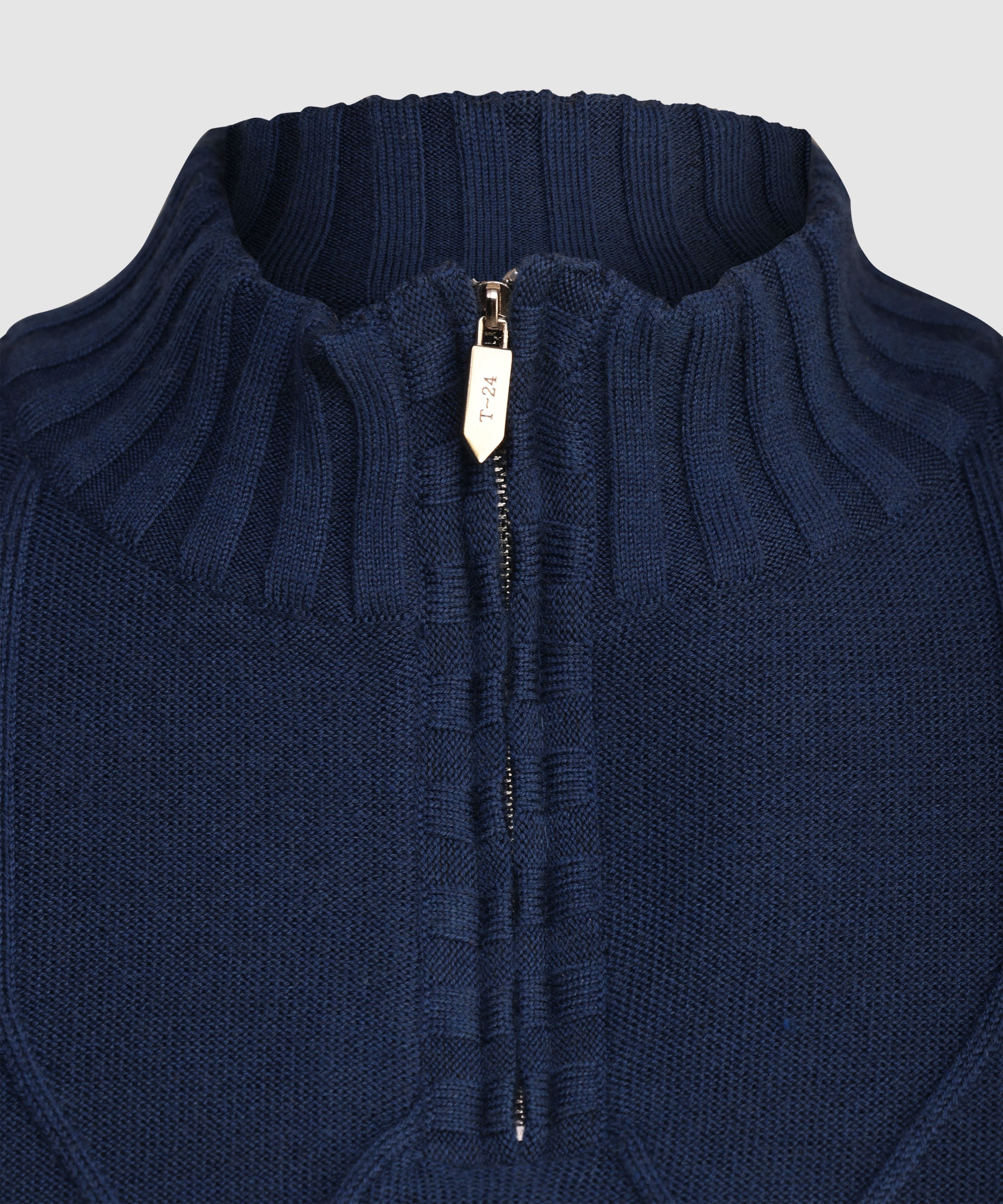 CAPTAIN – Pure Cashwool Multiple Structure Quarter-Zip in Blue Royale