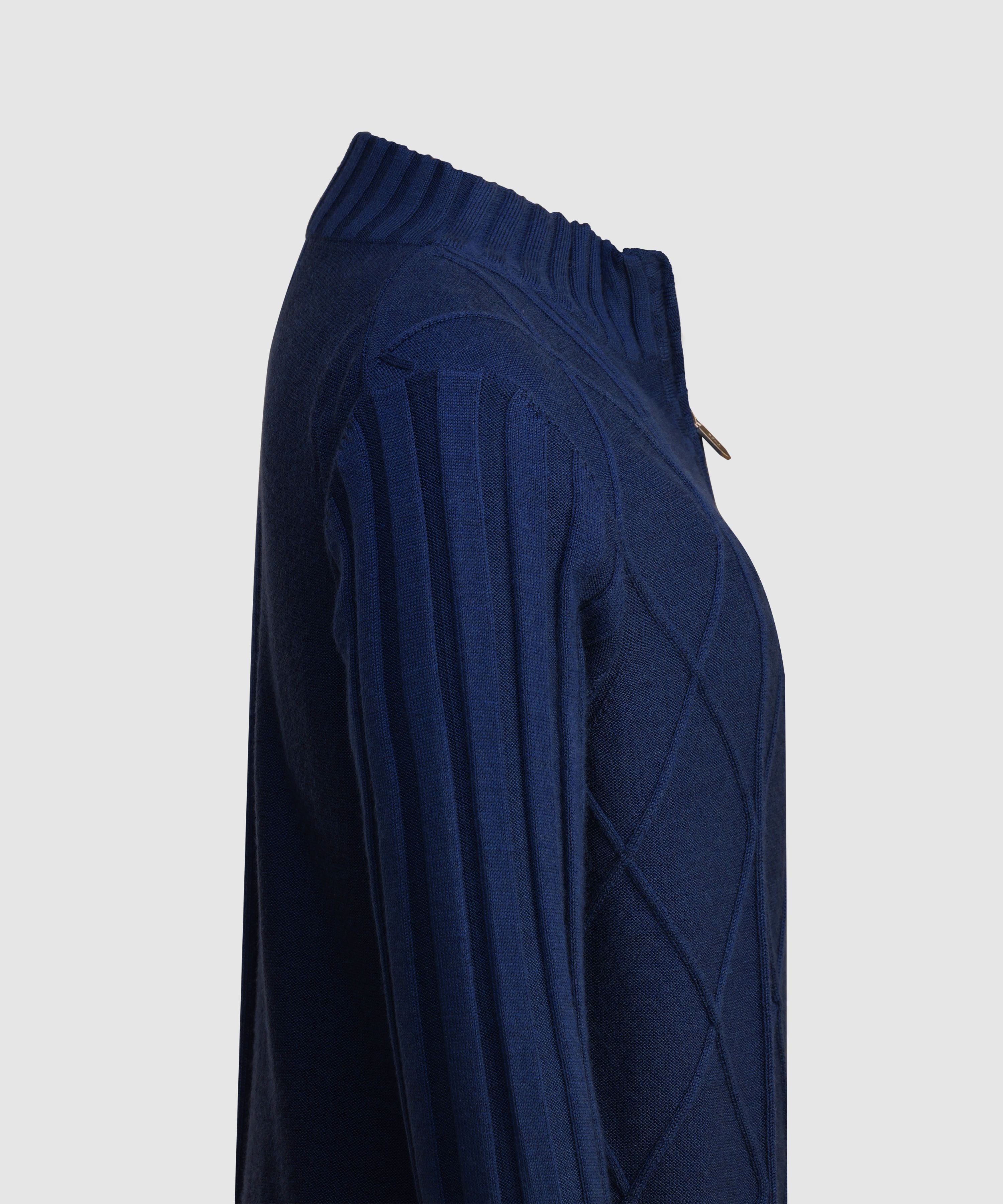 CAPTAIN – Pure Cashwool Multiple Structure Quarter-Zip in Blue Royale