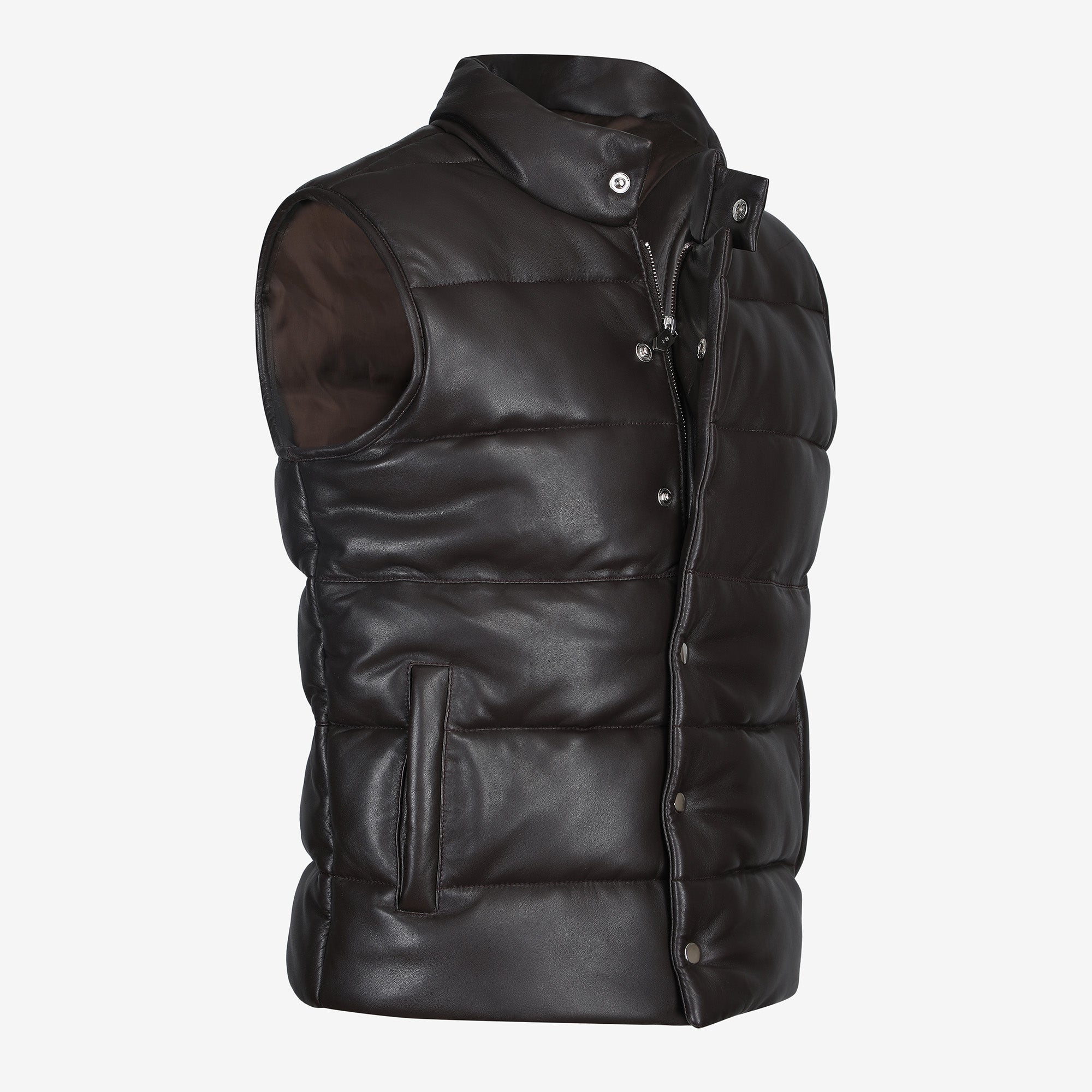 Troy Dark Brown Quilted Sheep Leather Vest