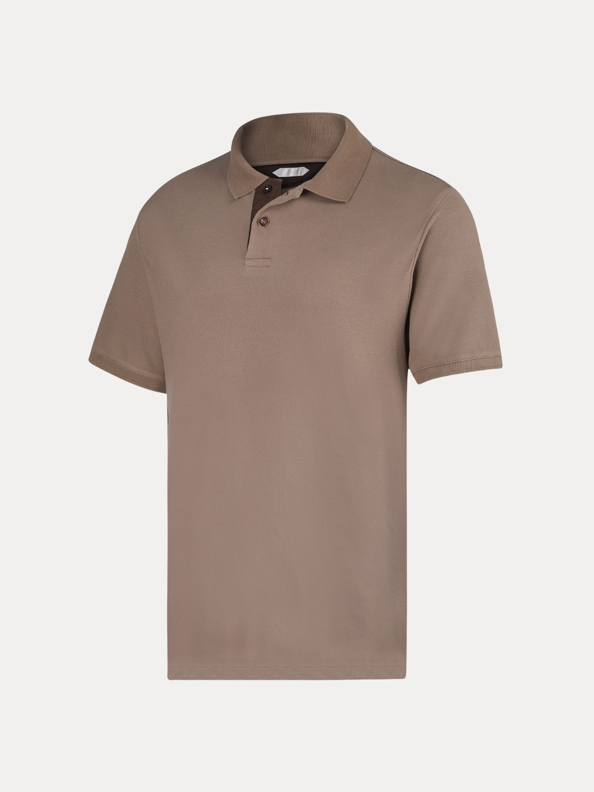Kraven Brown Piqué Cotton Polo Shirt with Contrast Leather Placket
