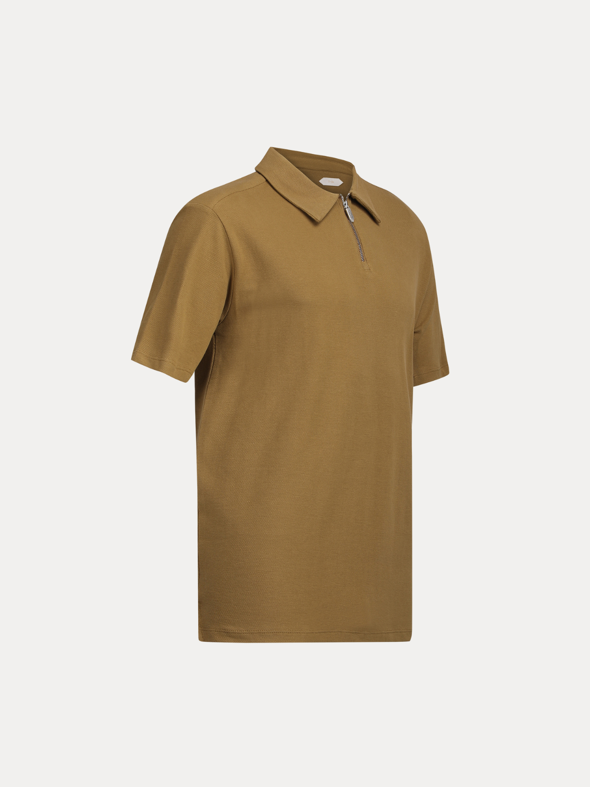 Dune Desert Sand Piqué Cotton Quarter-Zip Polo Shirt