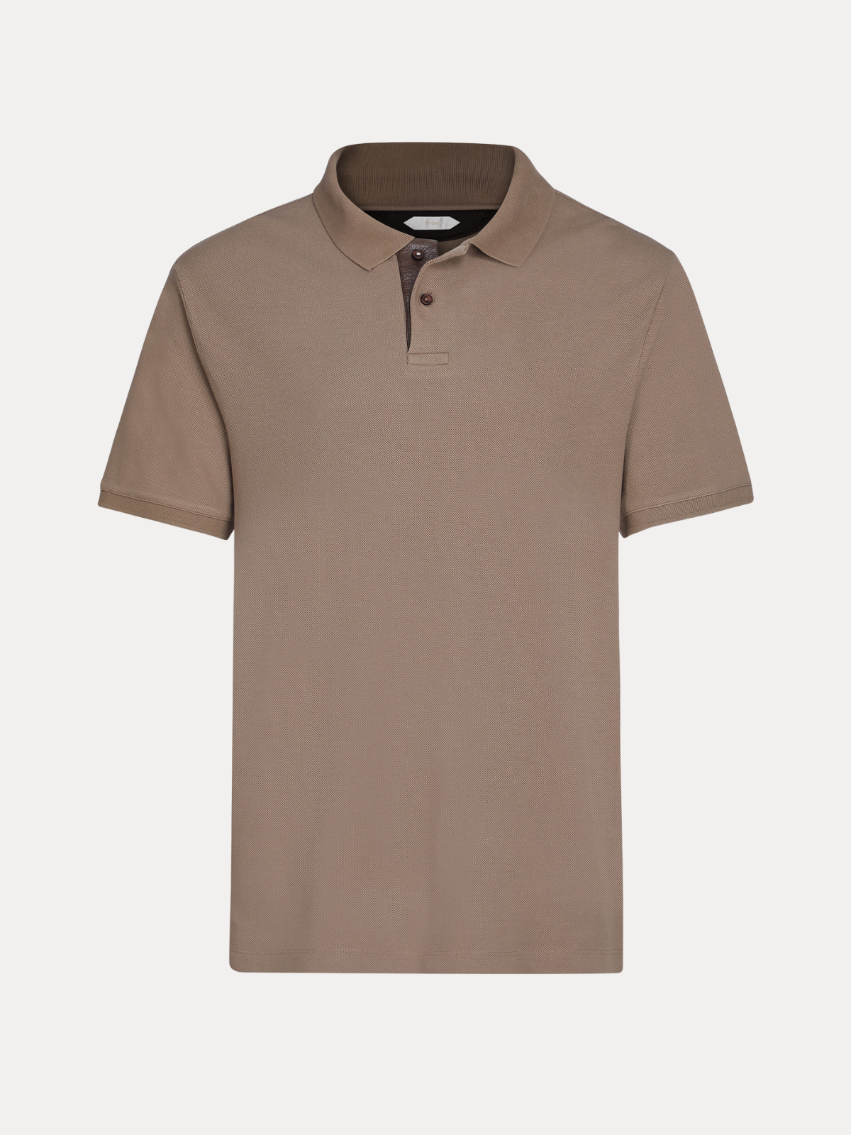 Kraven Brown Piqué Cotton Polo Shirt with Contrast Leather Placket