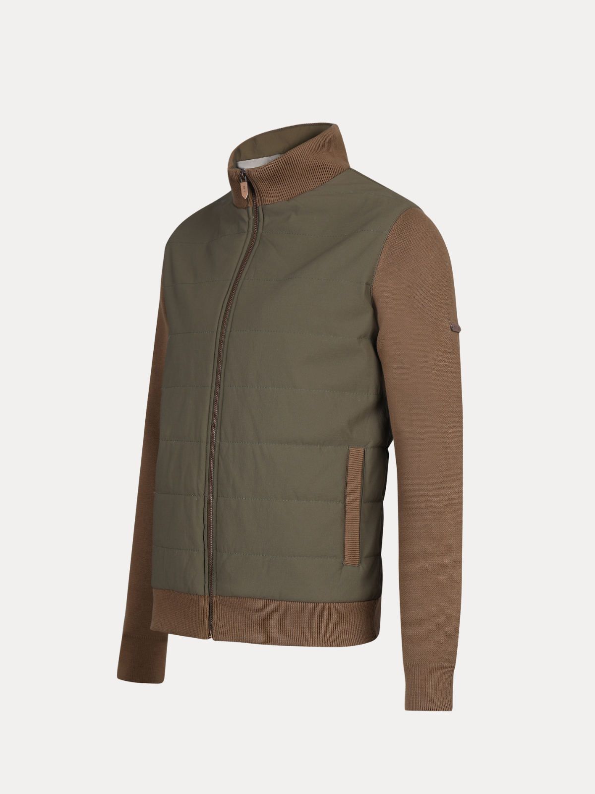 Ranger Antique Bronze Quilted Bomber Jacket with Cotton-Knit Sleeves