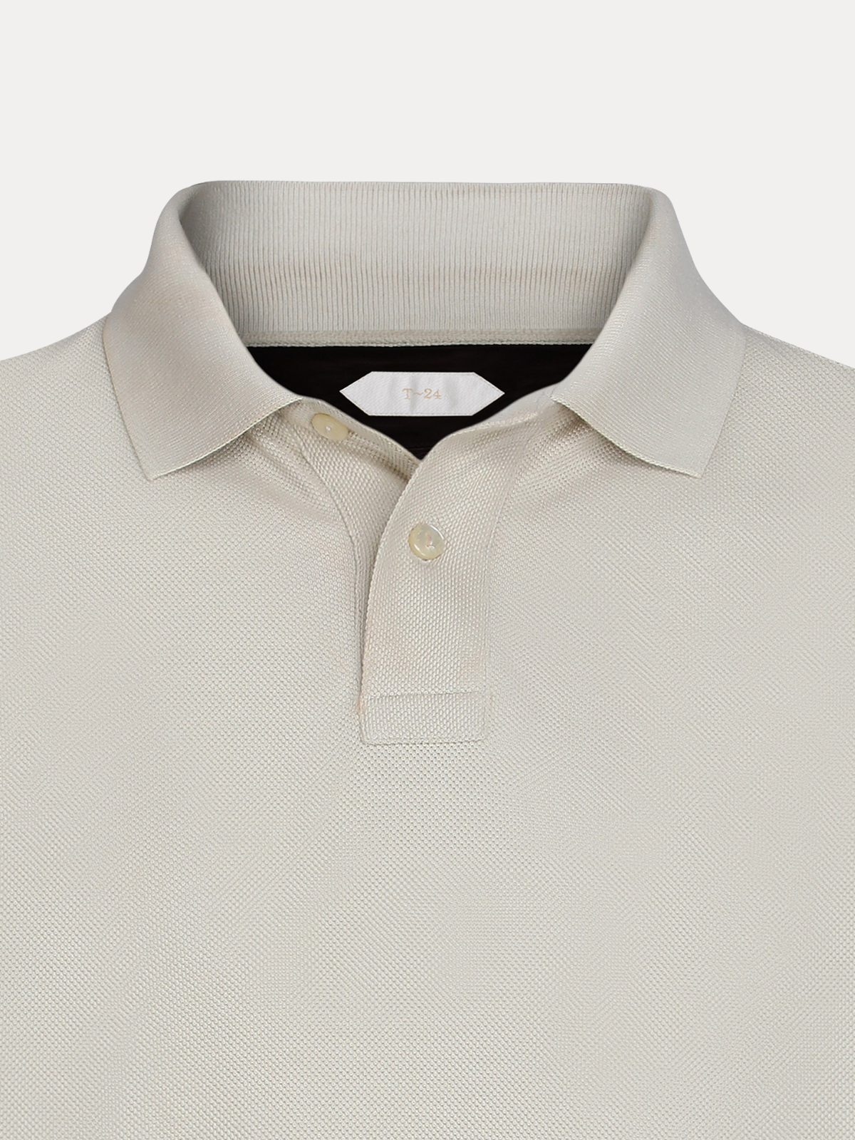 Markhor Ivory Piqué Polo Shirt with Tan Suede Accents
