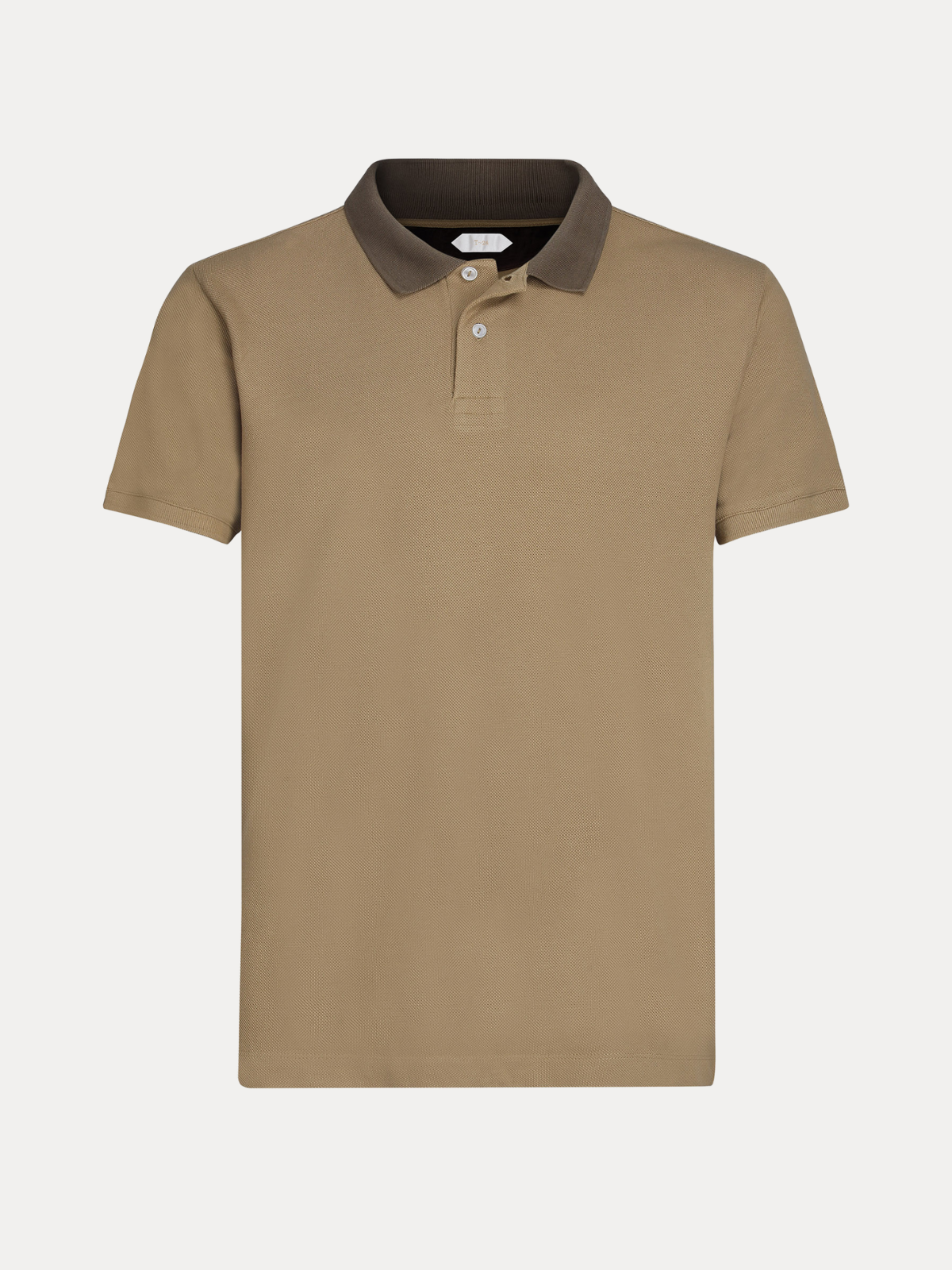 Terrane Sand Beige Piqué Polo Shirt with Contrast Collar
