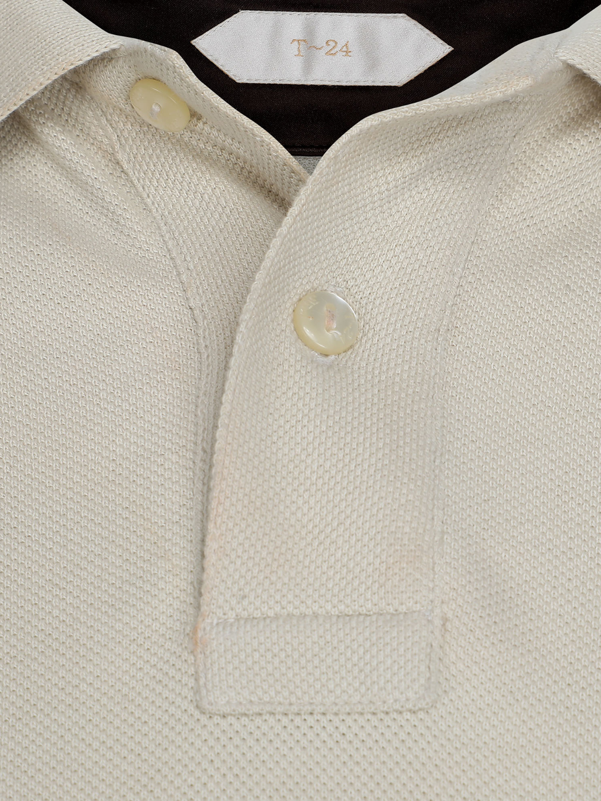 Markhor Ivory Piqué Polo Shirt with Tan Suede Accents