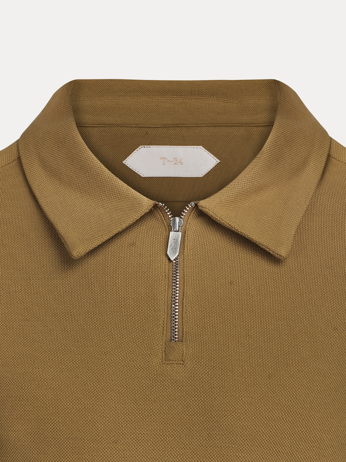 Dune Desert Sand Piqué Cotton Quarter-Zip Polo Shirt