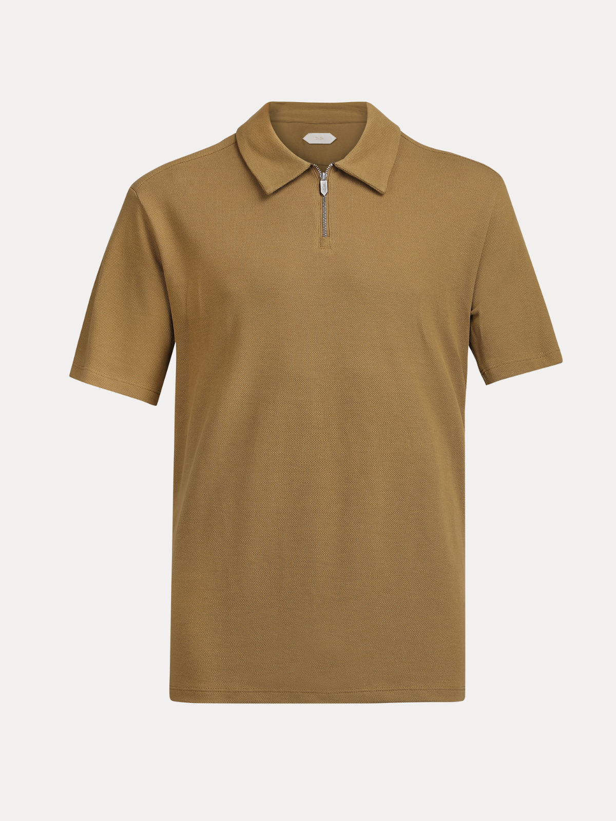 Dune Desert Sand Piqué Cotton Quarter-Zip Polo Shirt