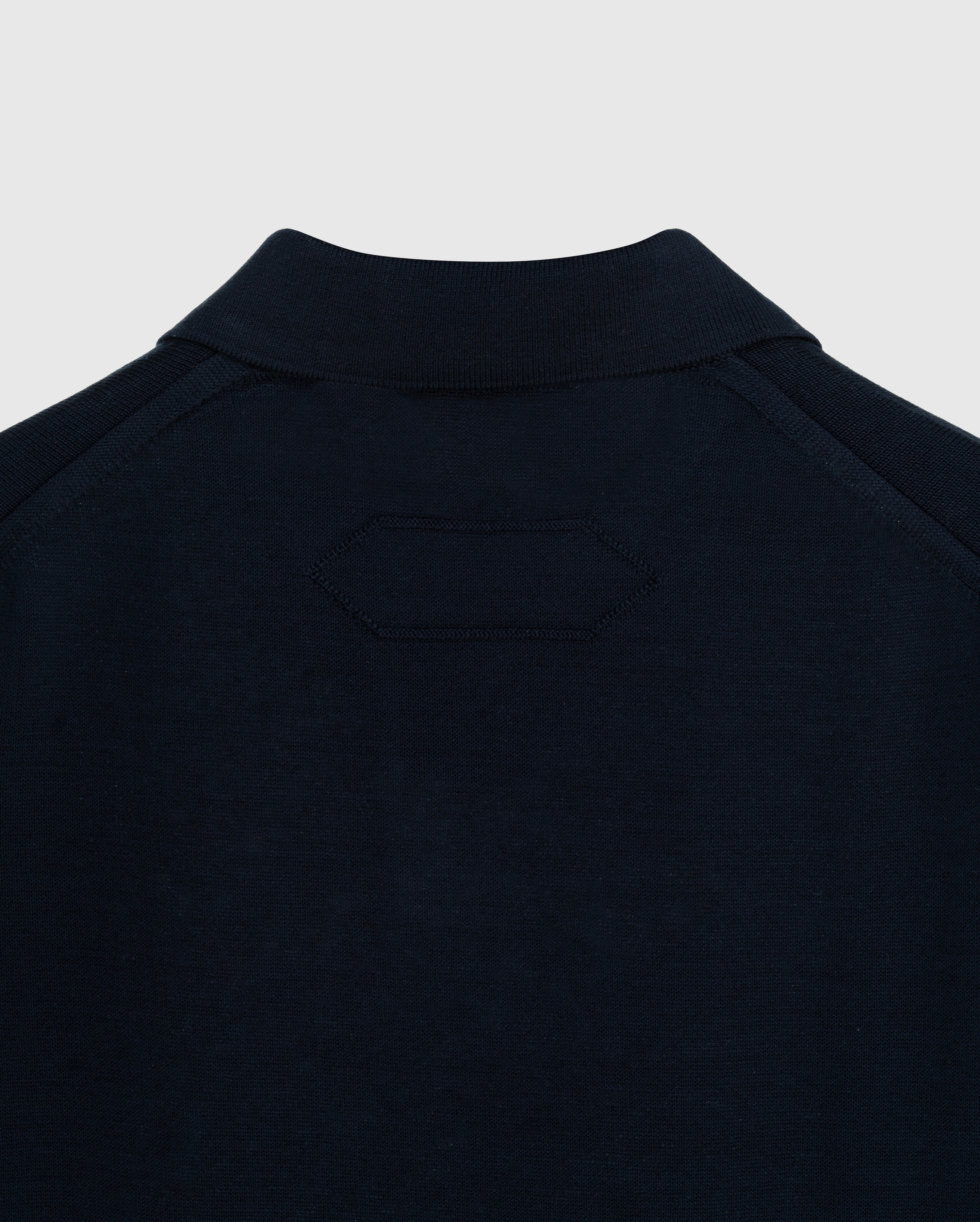 Aeden - Navy Mercerised Knit with Suede Trim