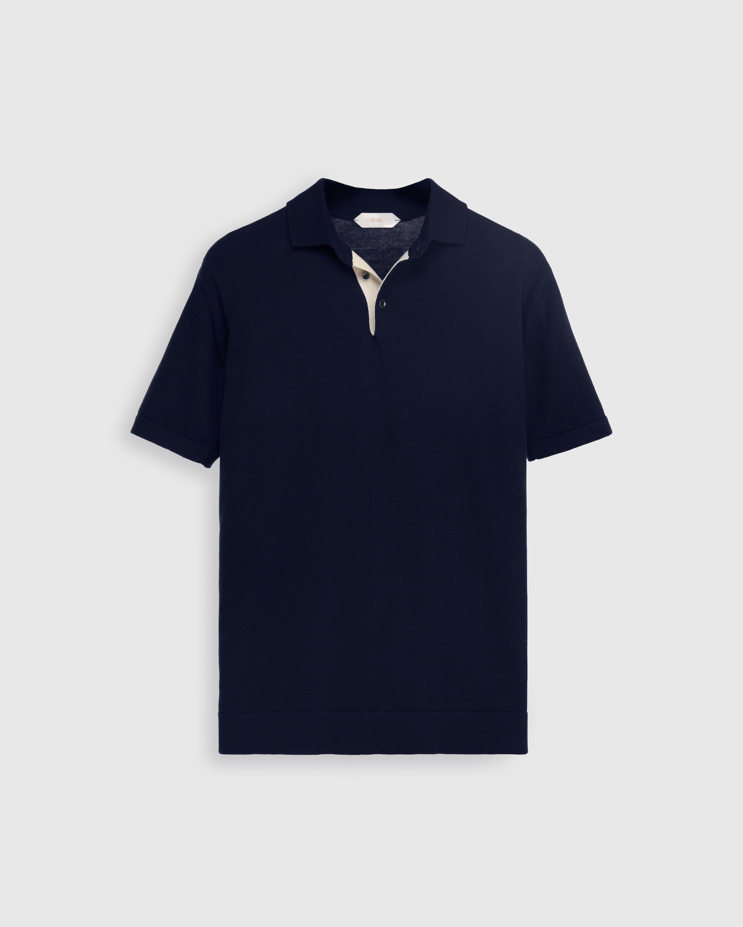 Zane - Deep navy Knit Polo with Contrast Placket