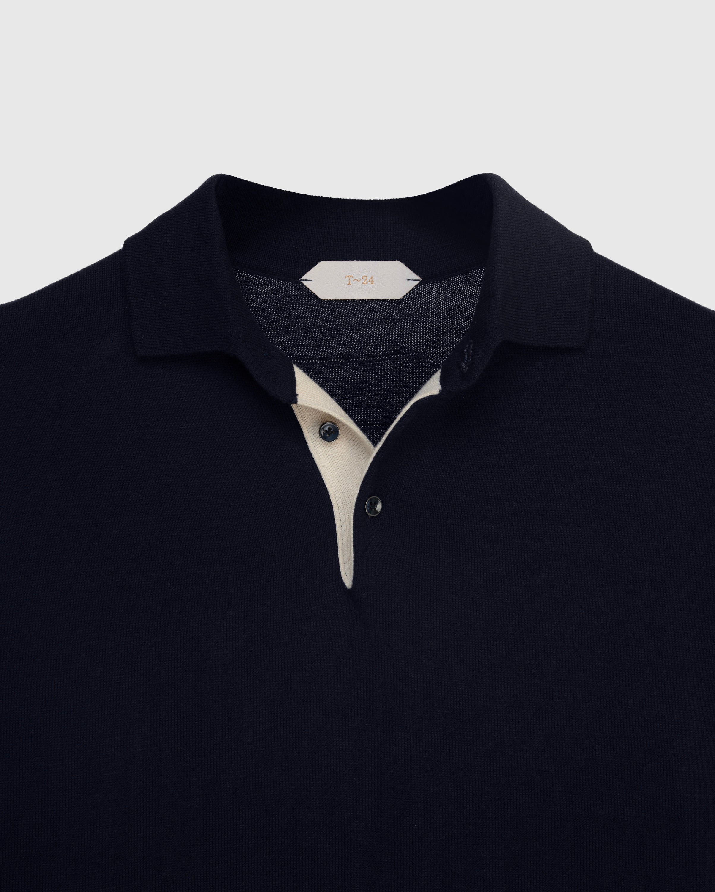 Zane - Deep navy Knit Polo with Contrast Placket