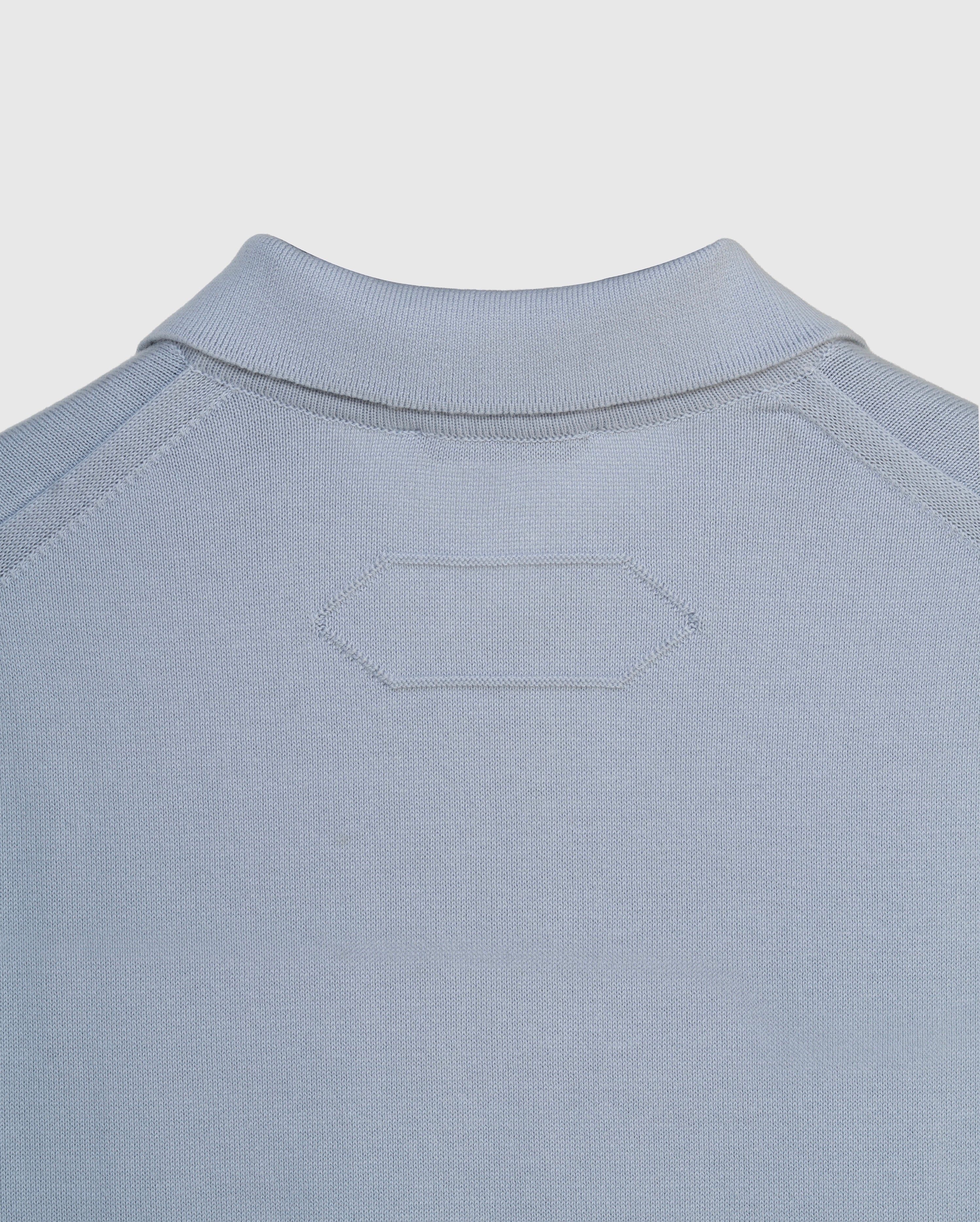 Aurel - Glacial Blue Knit Polo with Contrast Placket