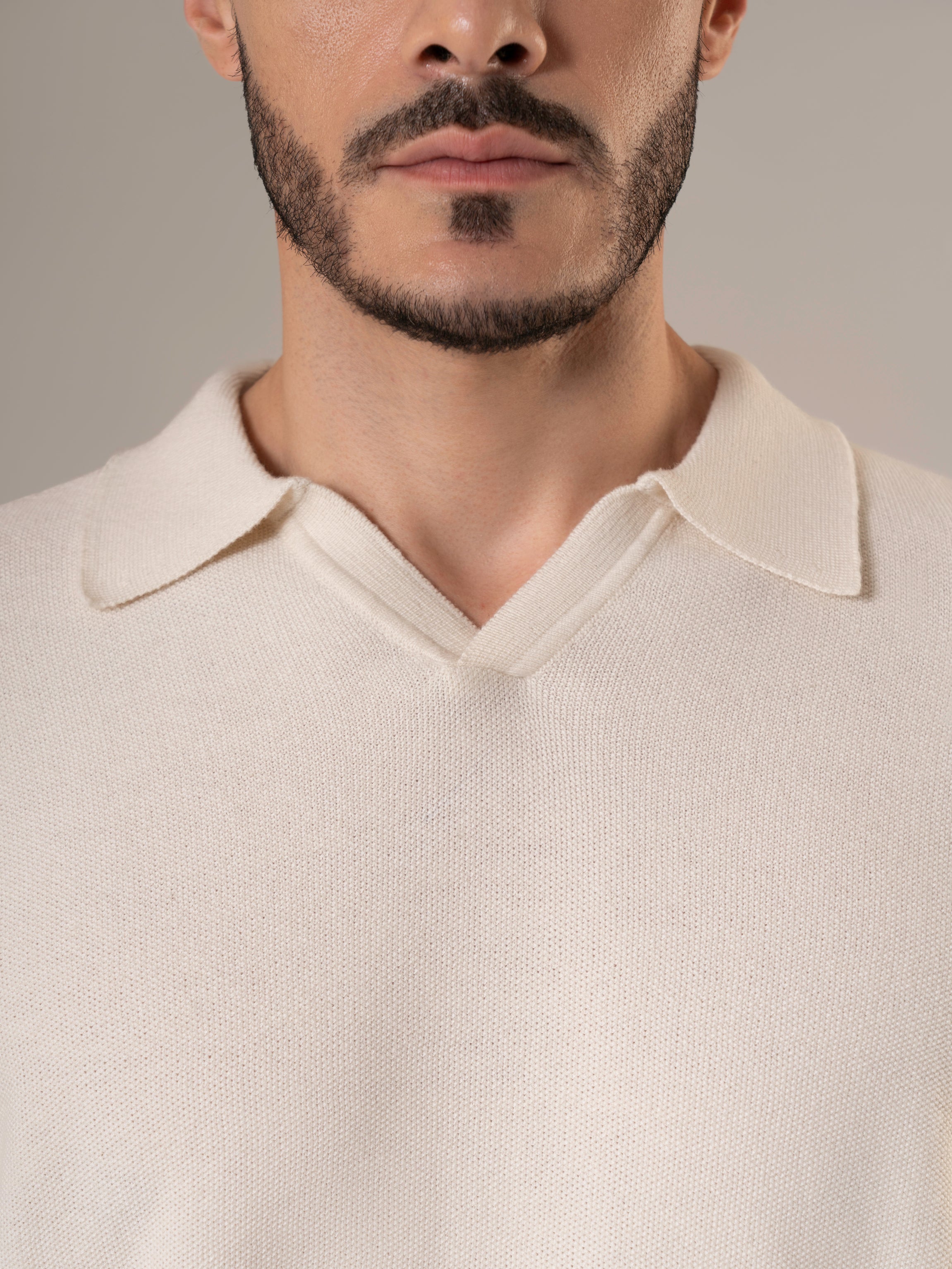 Solace Ivory Polo Collar Cashmere Sweater