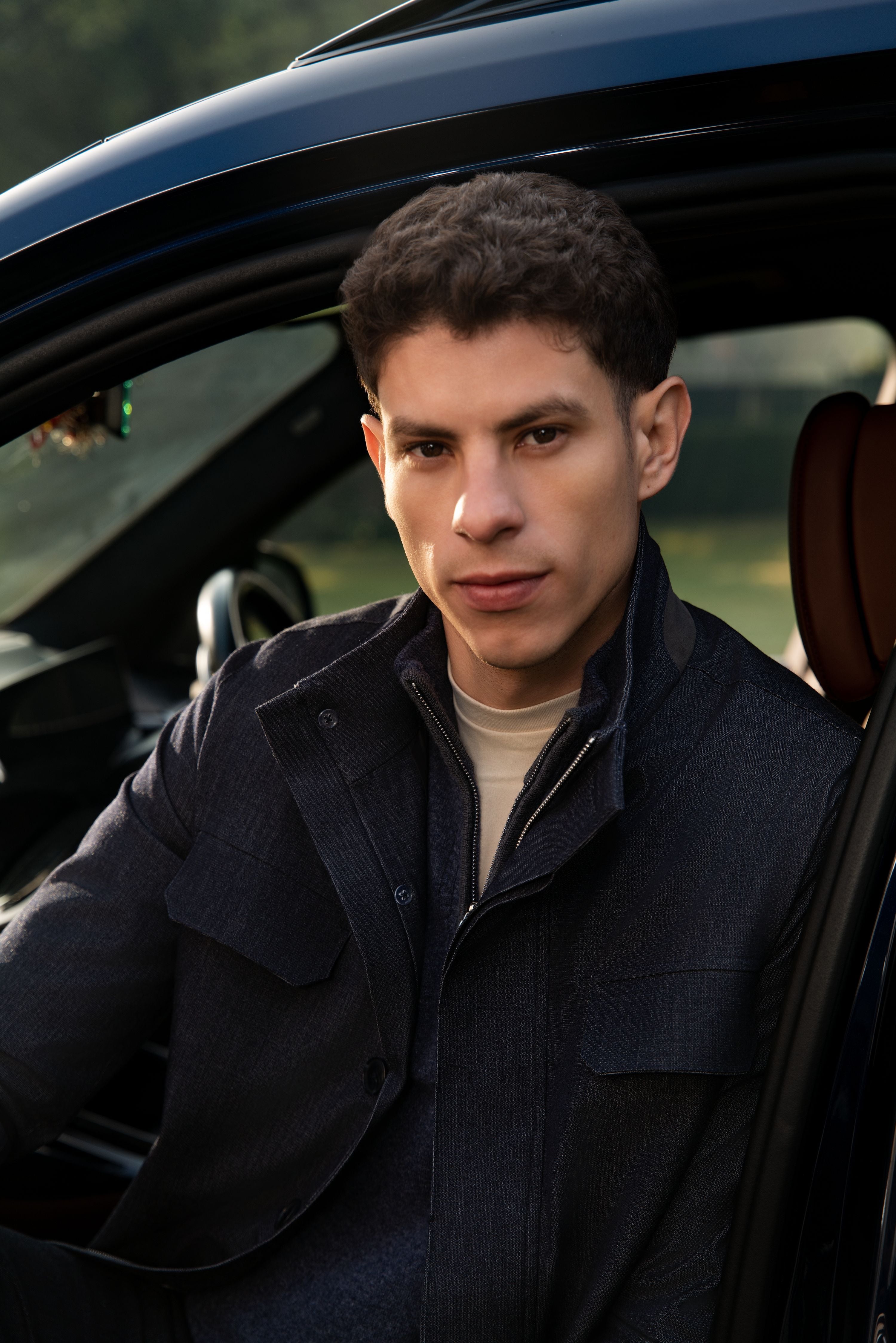 NAUTILUS – Indigo Field Jacket with Grey Suede Under-Collar