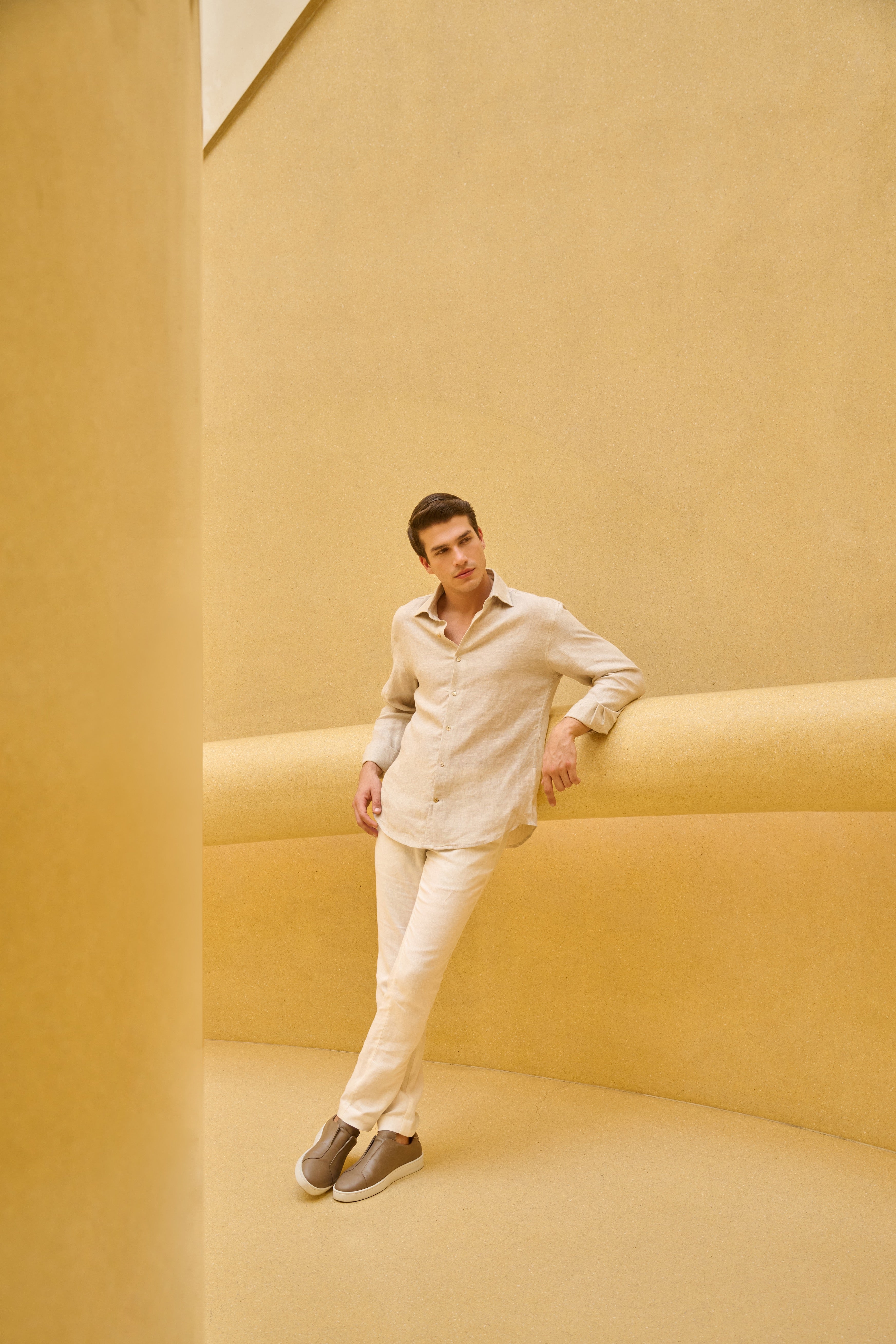 Ivo - Raw Champagne Irish Linen Shirt