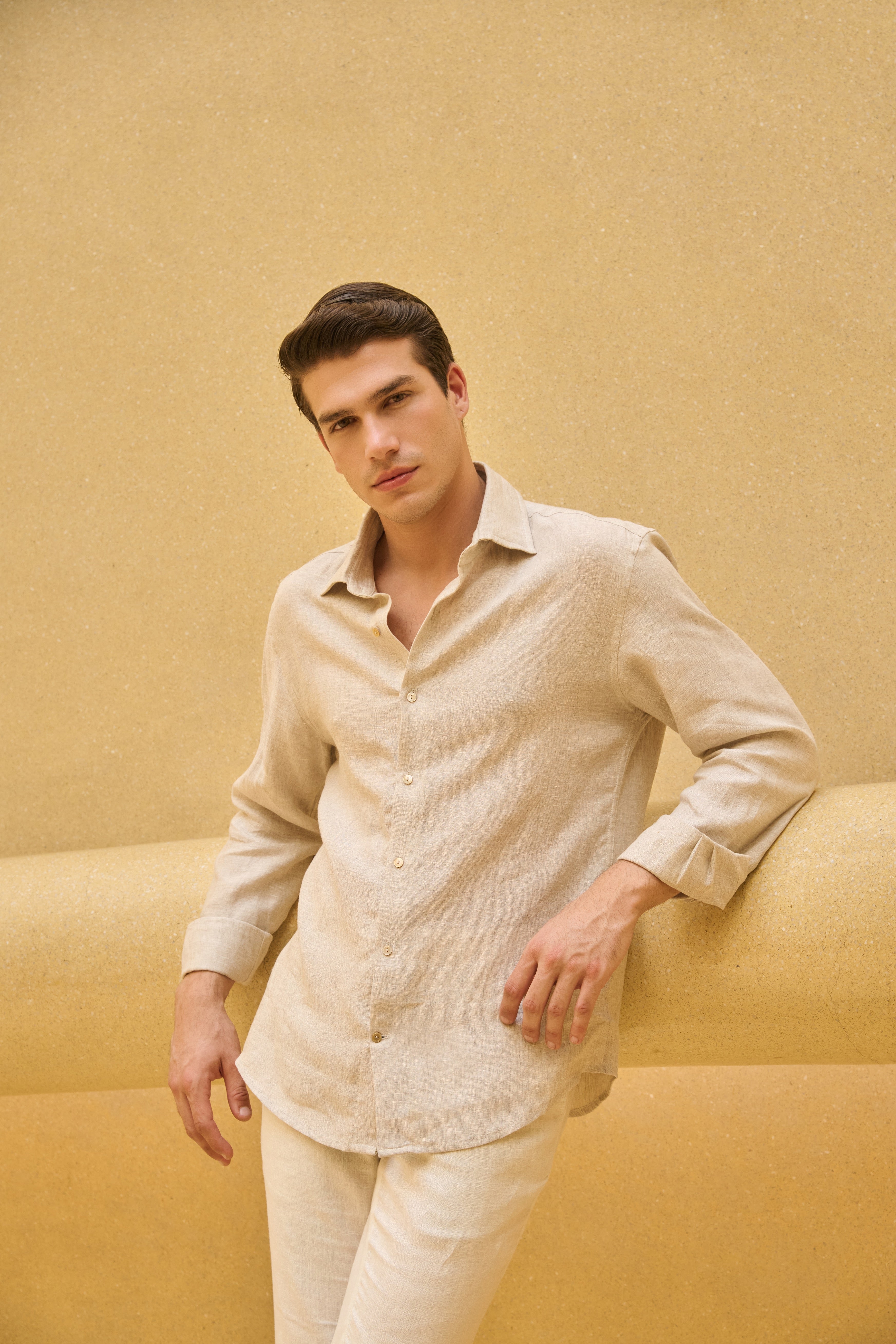 Ivo - Raw Champagne Irish Linen Shirt