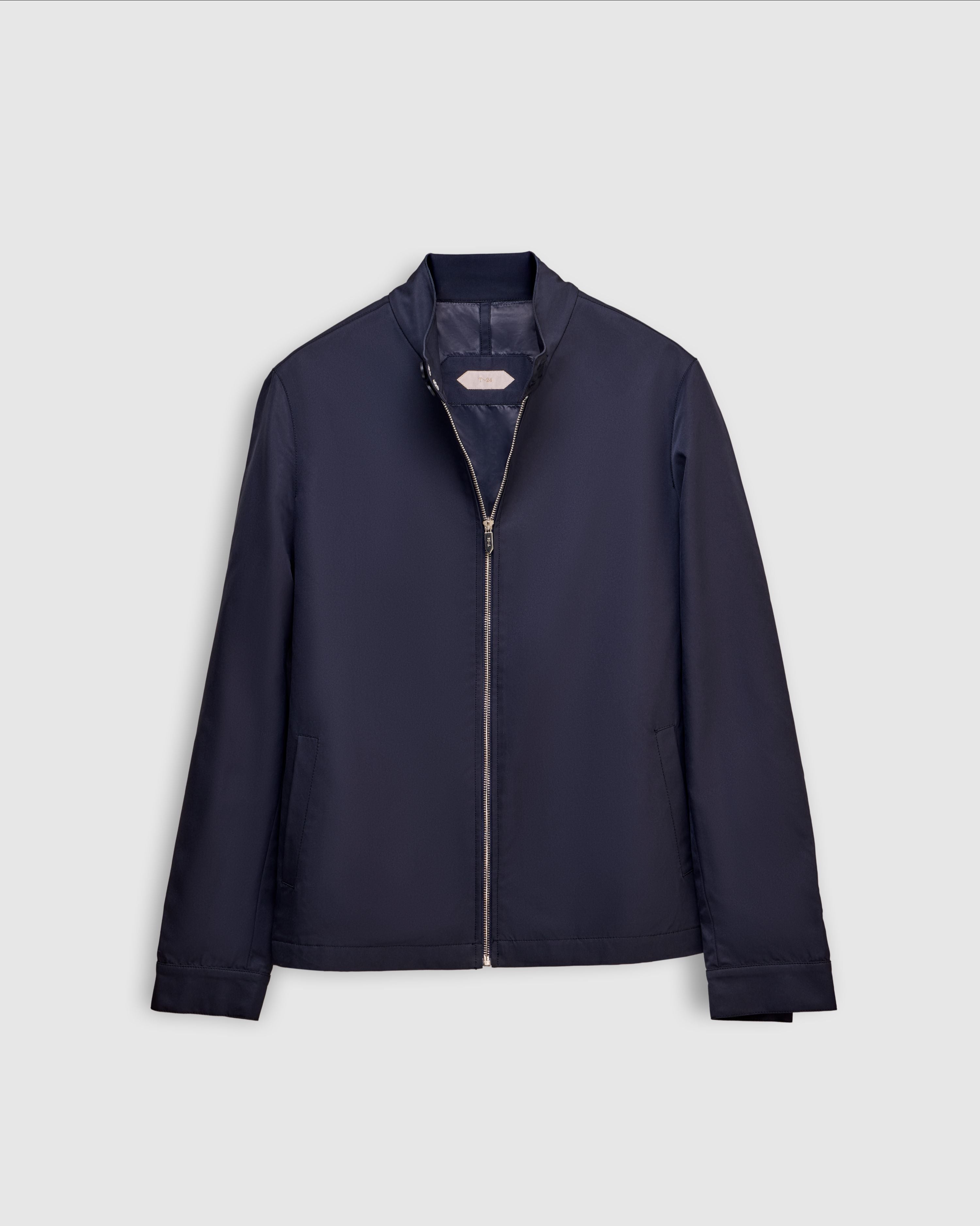 AQUILO - Midnight blue blue Technical Shell Jacket with Leather Accents