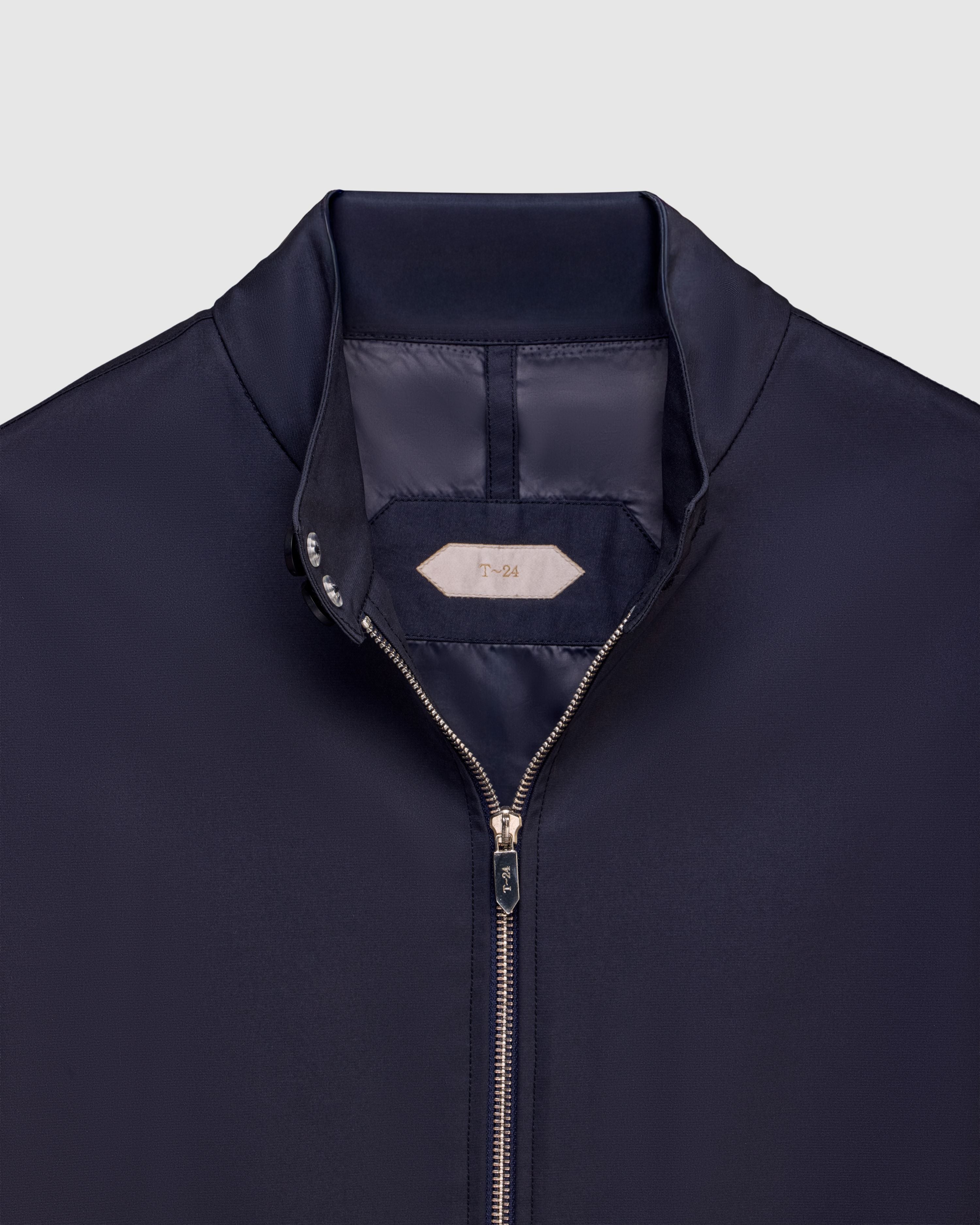 AQUILO - Midnight blue blue Technical Shell Jacket with Leather Accents