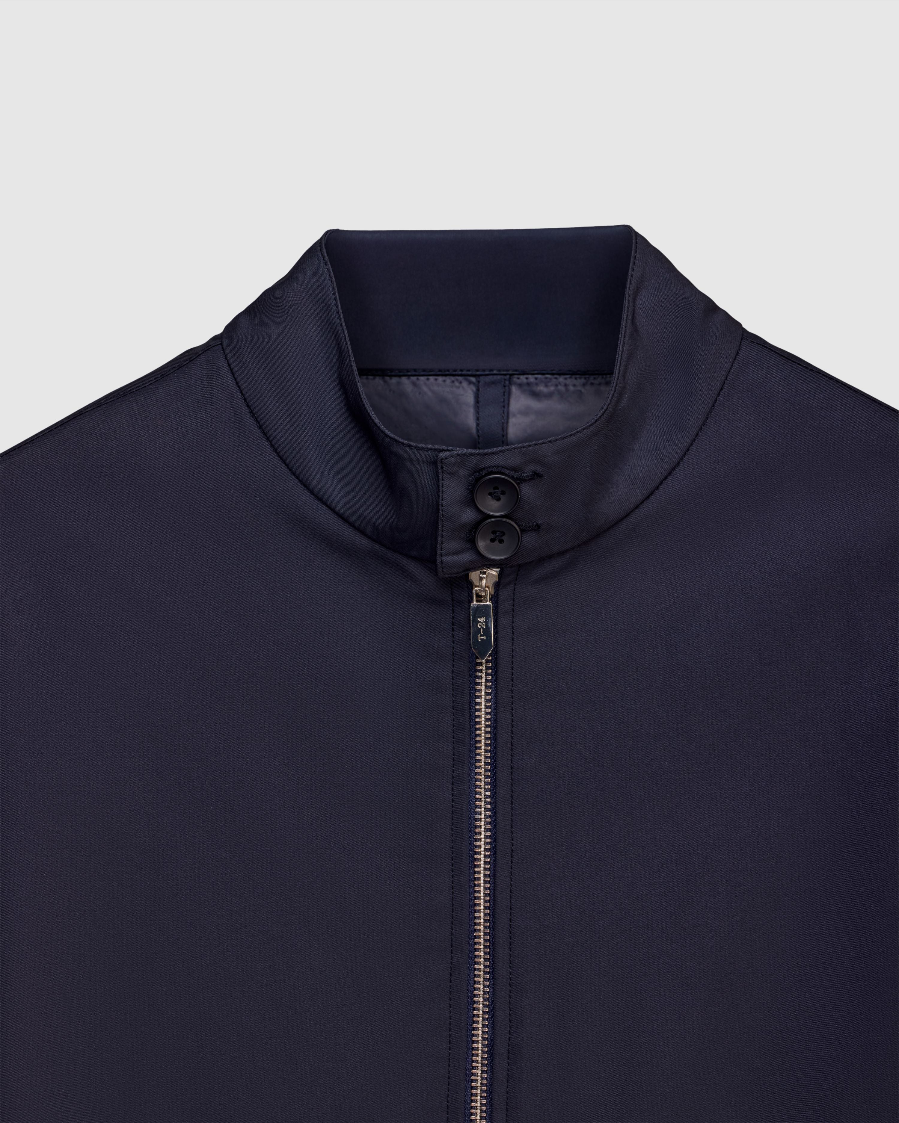 AQUILO - Midnight blue blue Technical Shell Jacket with Leather Accents