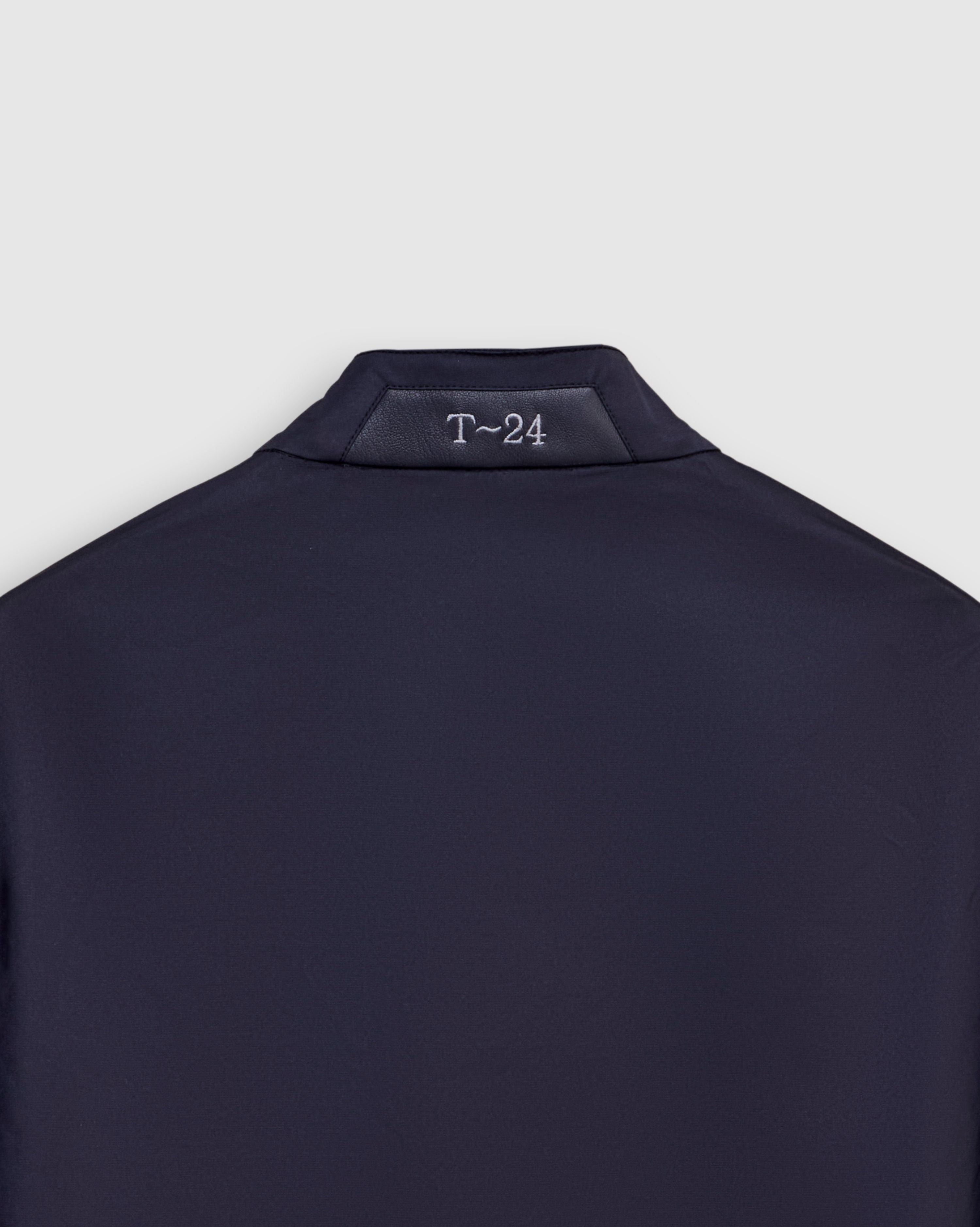 AQUILO - Midnight blue blue Technical Shell Jacket with Leather Accents