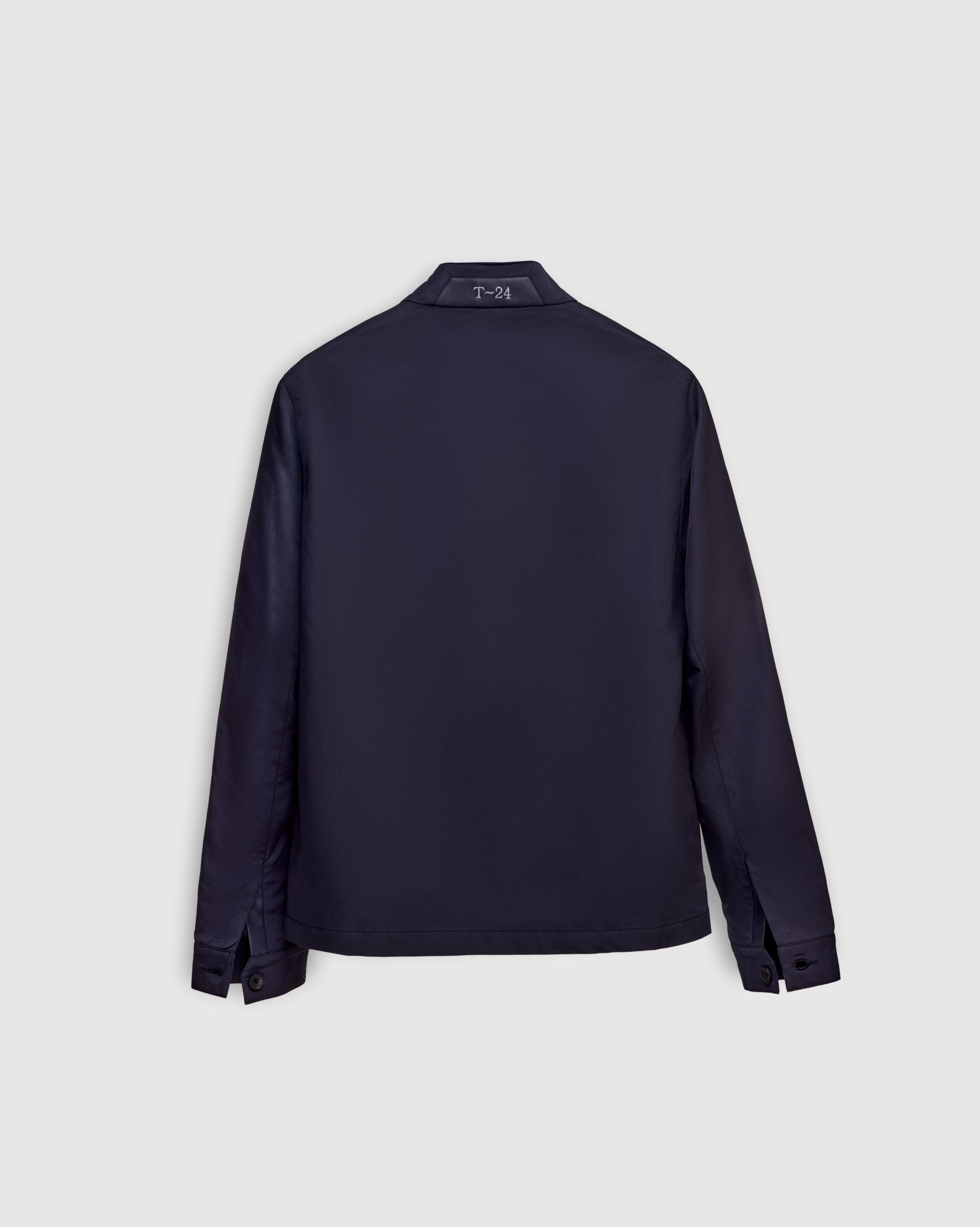 AQUILO - Midnight blue blue Technical Shell Jacket with Leather Accents