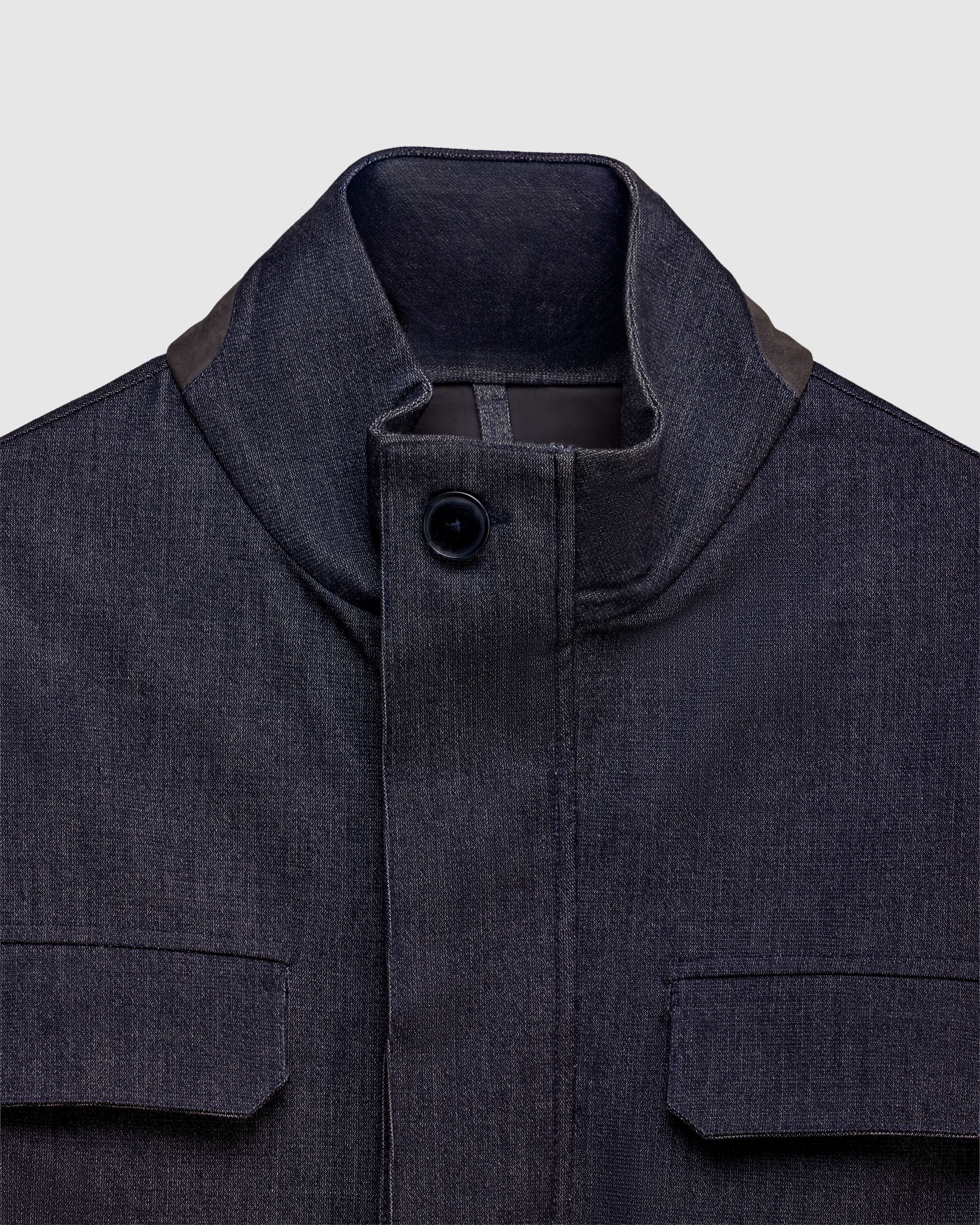 NAUTILUS – Indigo Field Jacket with Grey Suede Under-Collar