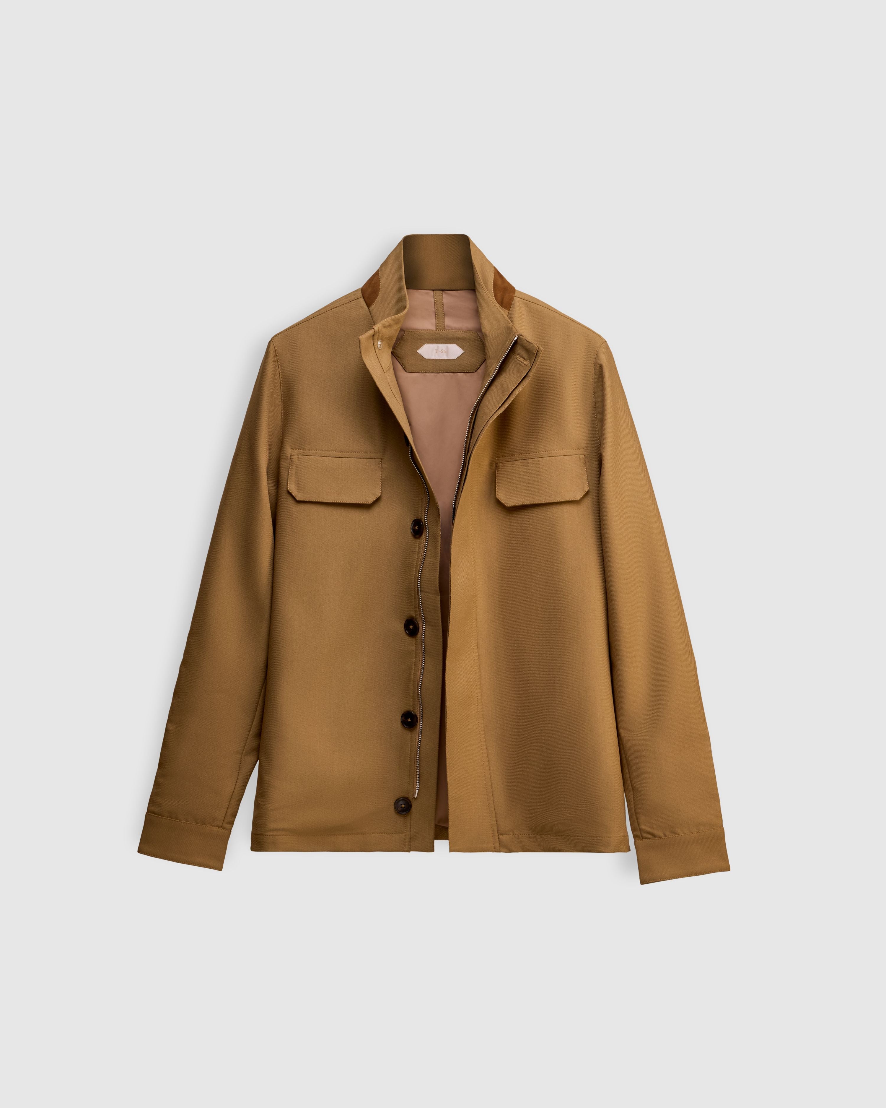 VORTEX – Khaki Field Jacket with Tan Suede Under-Collar