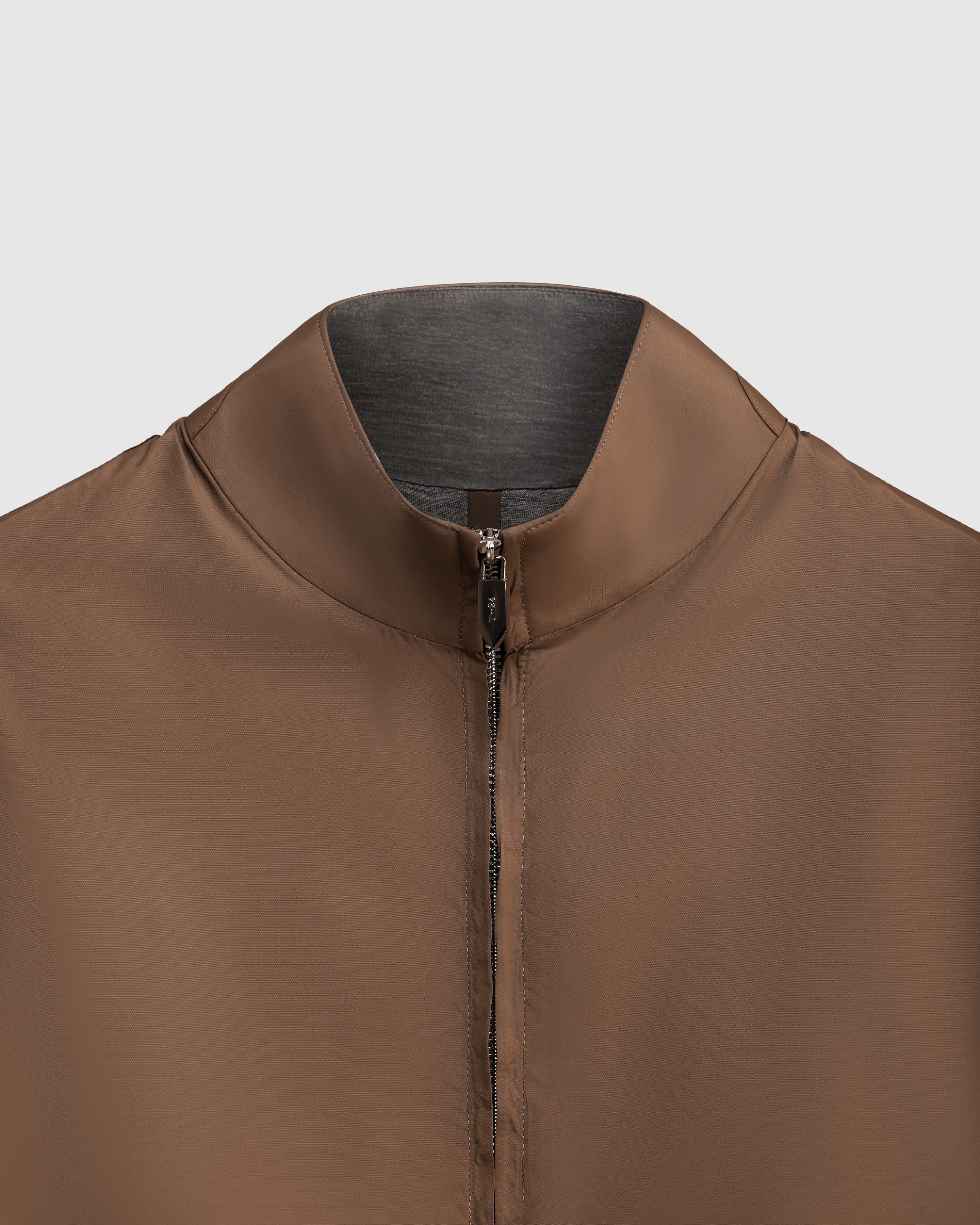 CANYON – Brown Lightweight Technical Jacket with Contrast Knit Lining