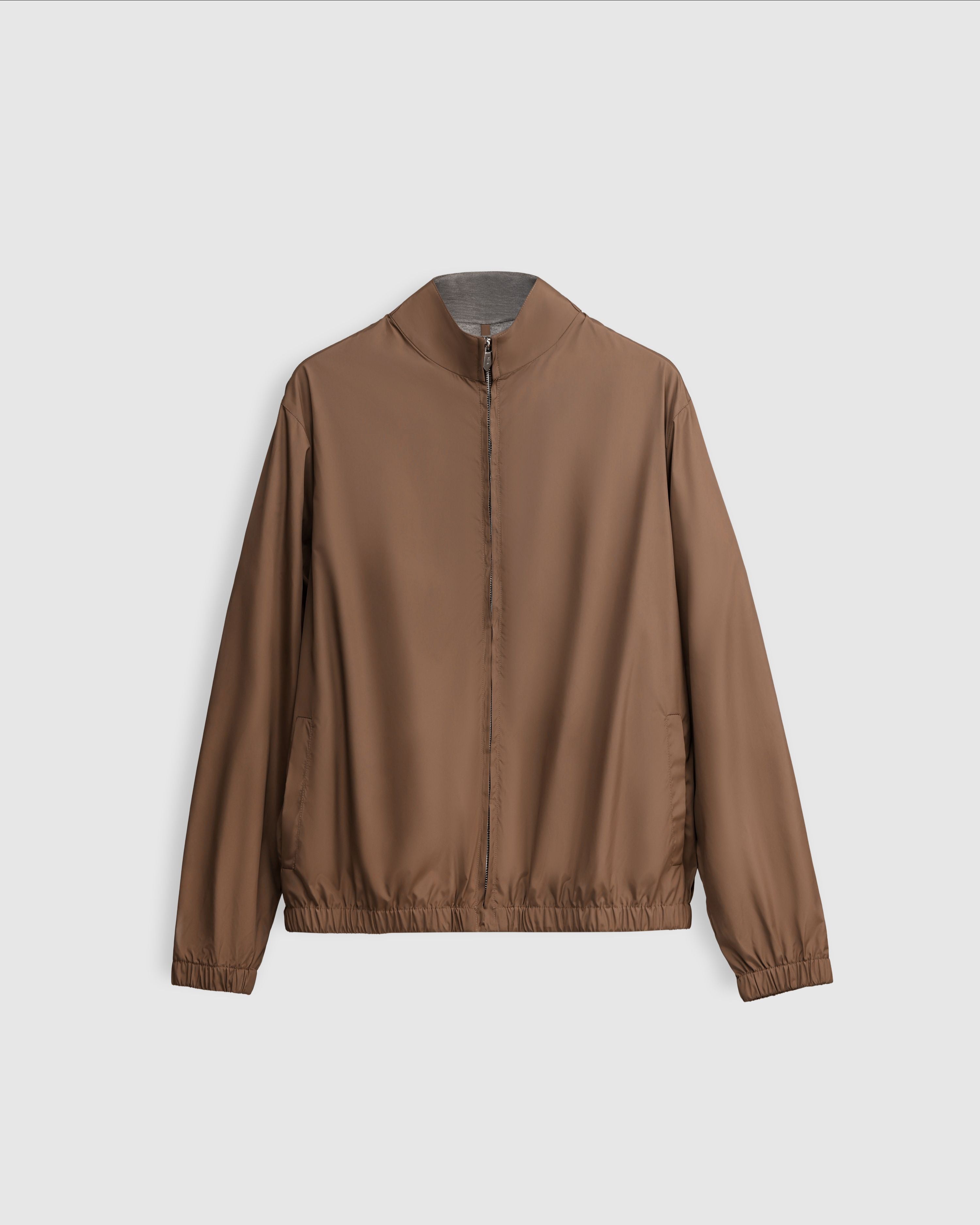 CANYON – Brown Lightweight Technical Jacket with Contrast Knit Lining