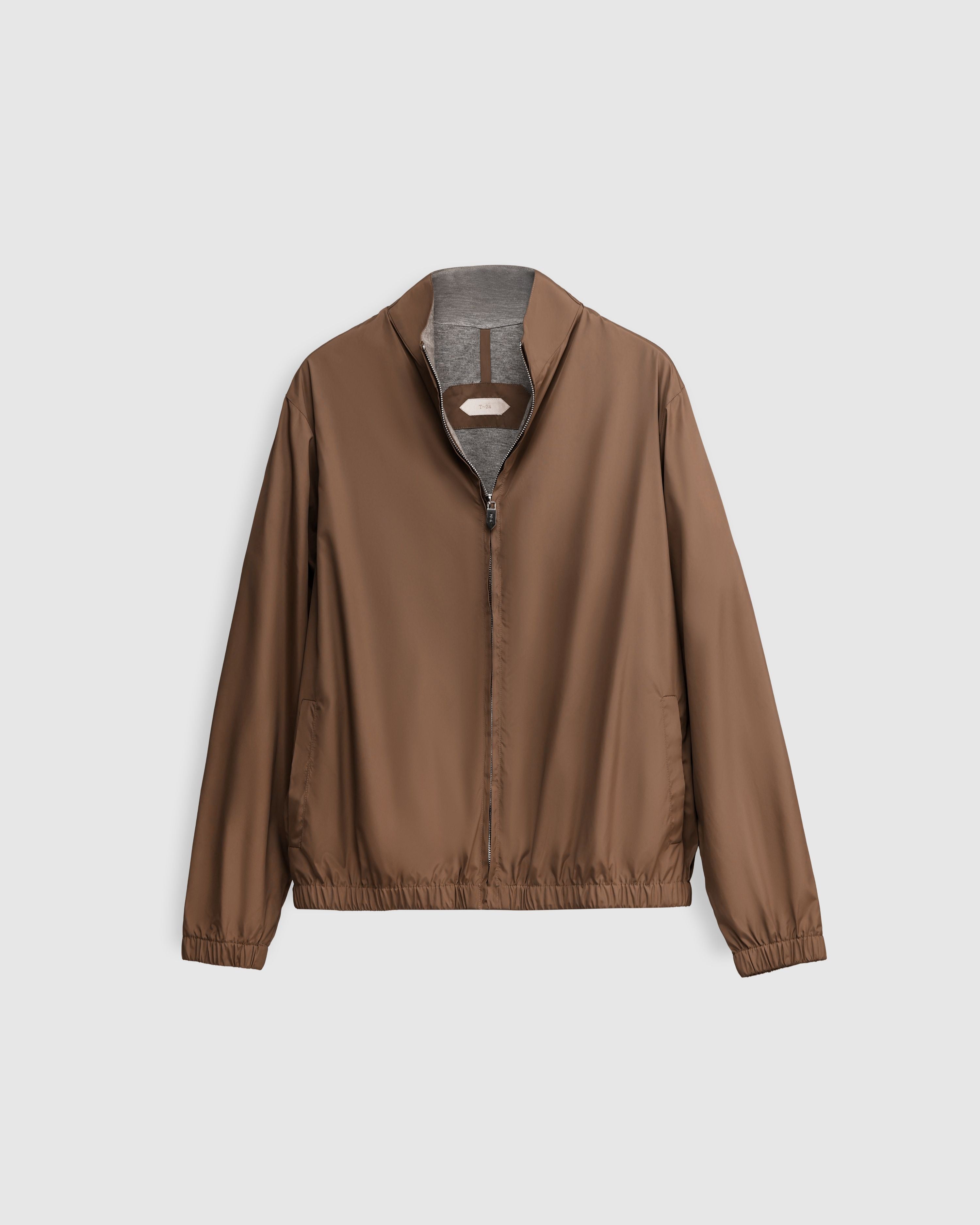 CANYON – Brown Lightweight Technical Jacket with Contrast Knit Lining