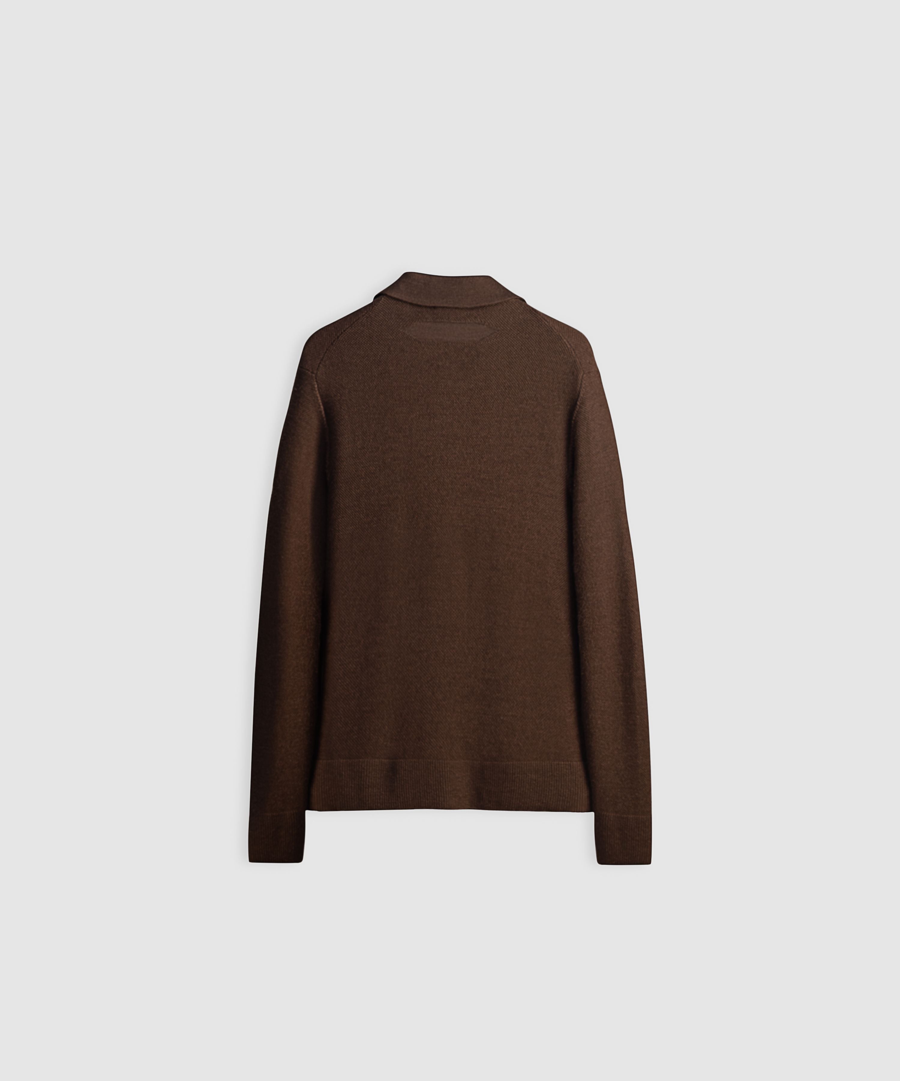 HAYDON – Pure Cashwool Honeycomb Knit Polo Collar Sweater in Mocha Oak