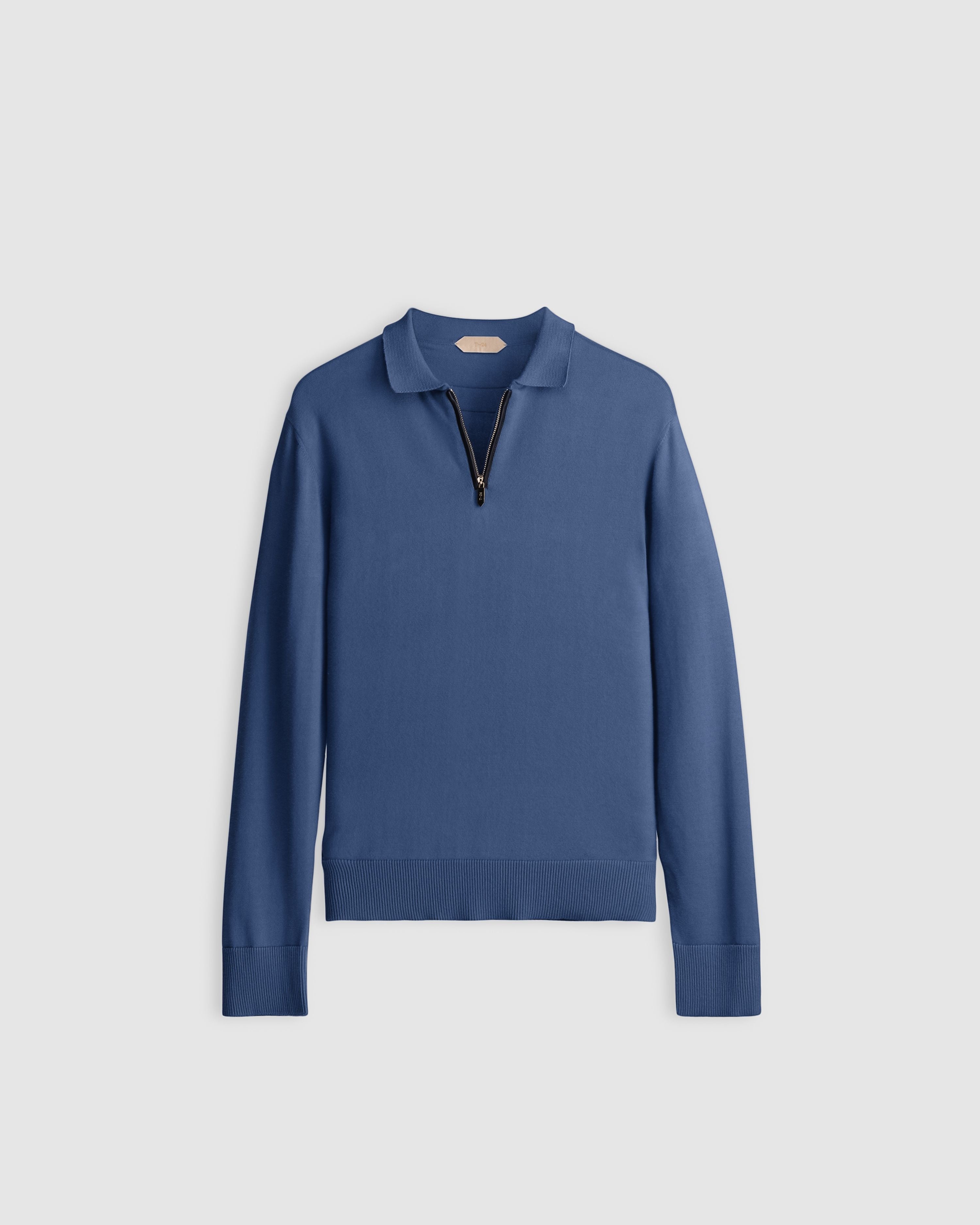 NOLEN – Premium Cotton Knit Polo zipper with Leather Piping