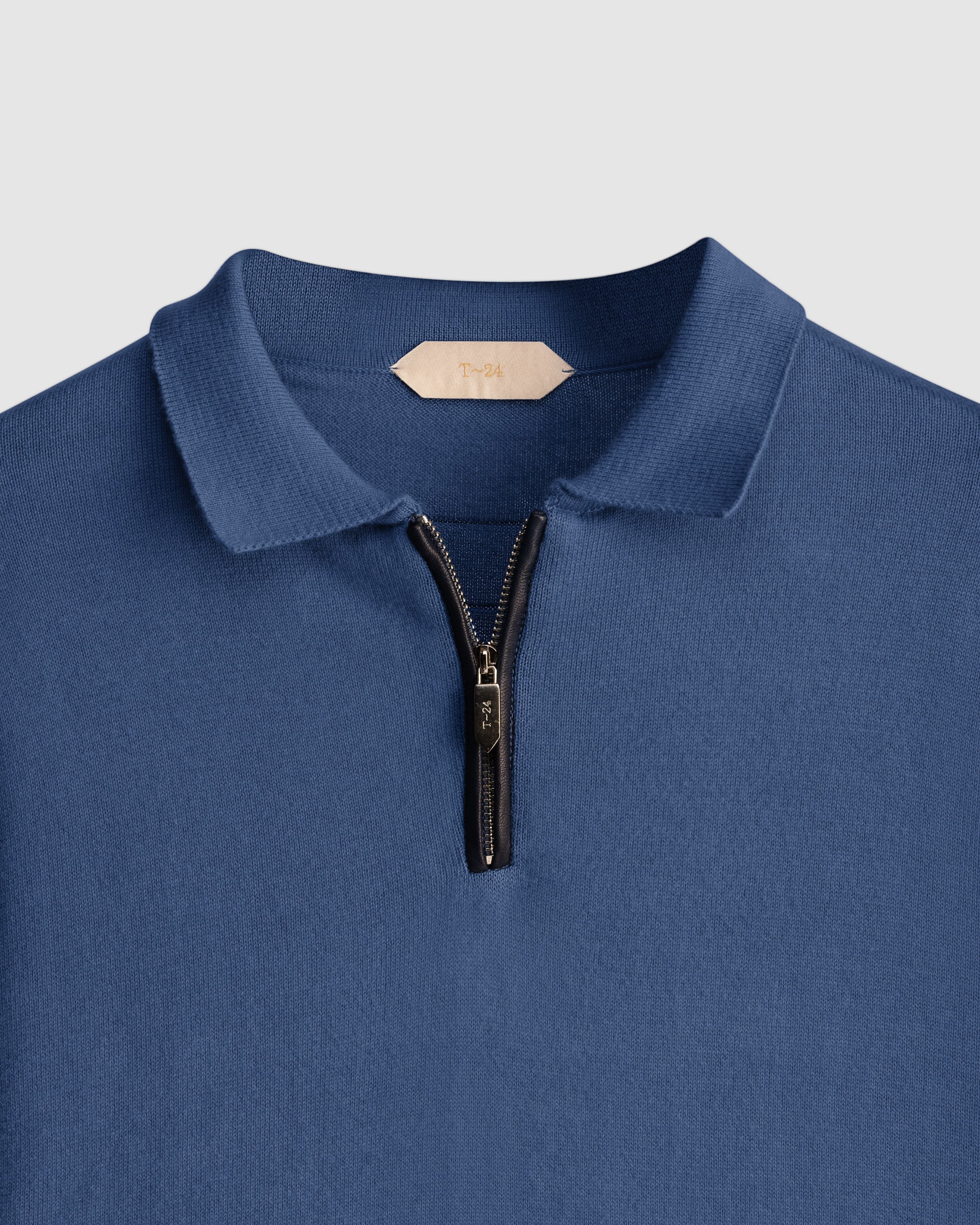NOLEN – Premium Cotton Knit Polo zipper with Leather Piping