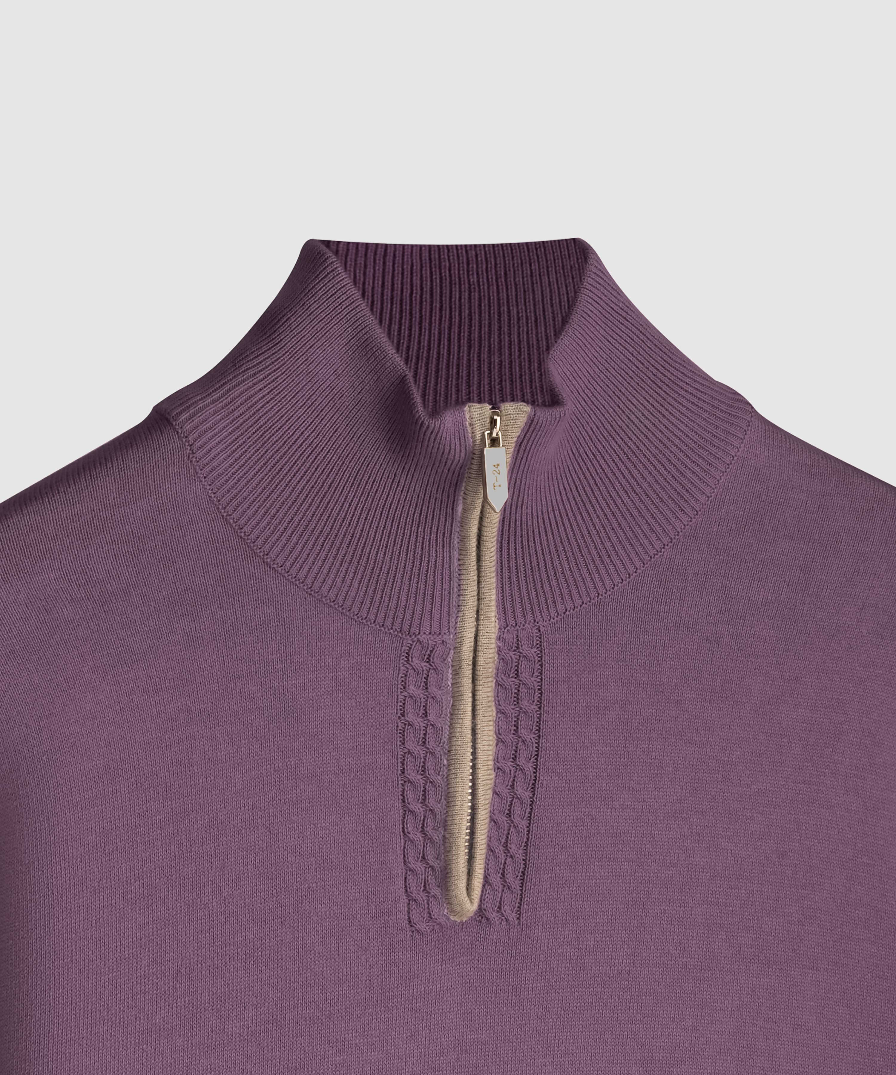 BRAXTON – Quarter-Zip Premium Cotton Sweater with Contrast Piping