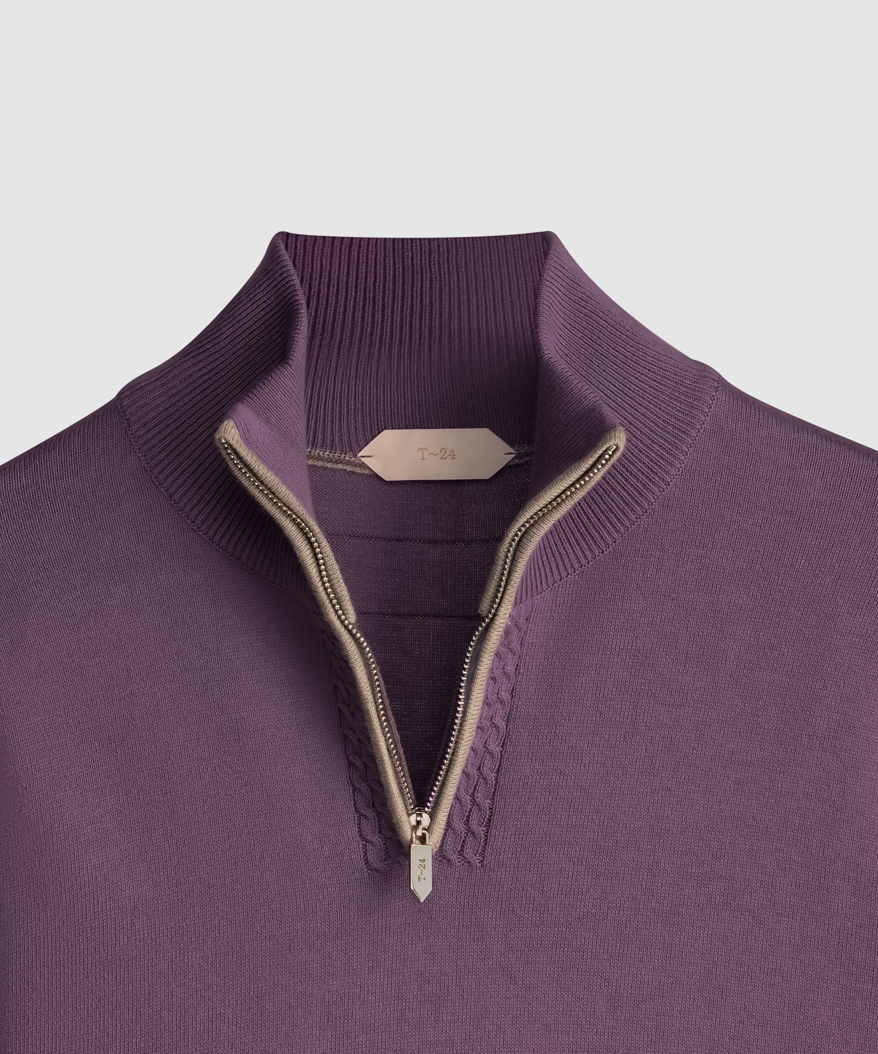 BRAXTON – Quarter-Zip Premium Cotton Sweater with Contrast Piping
