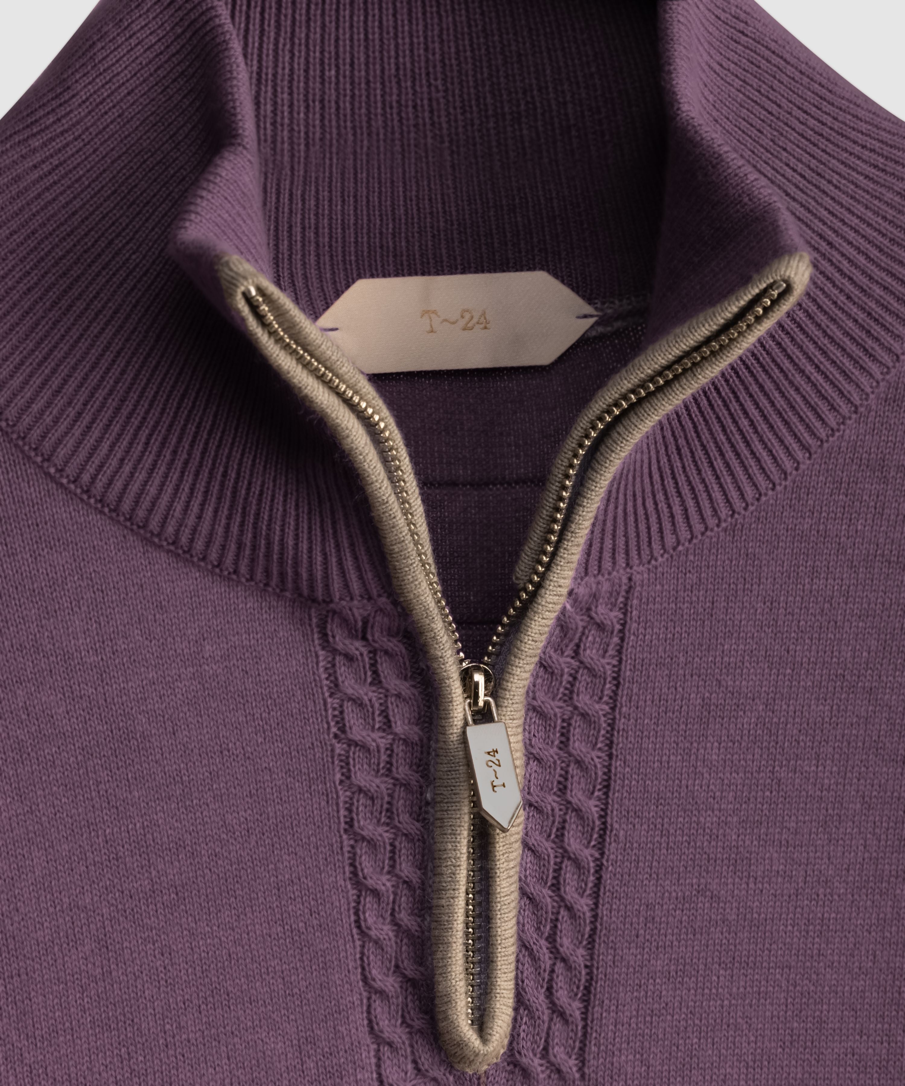 BRAXTON – Quarter-Zip Premium Cotton Sweater with Contrast Piping