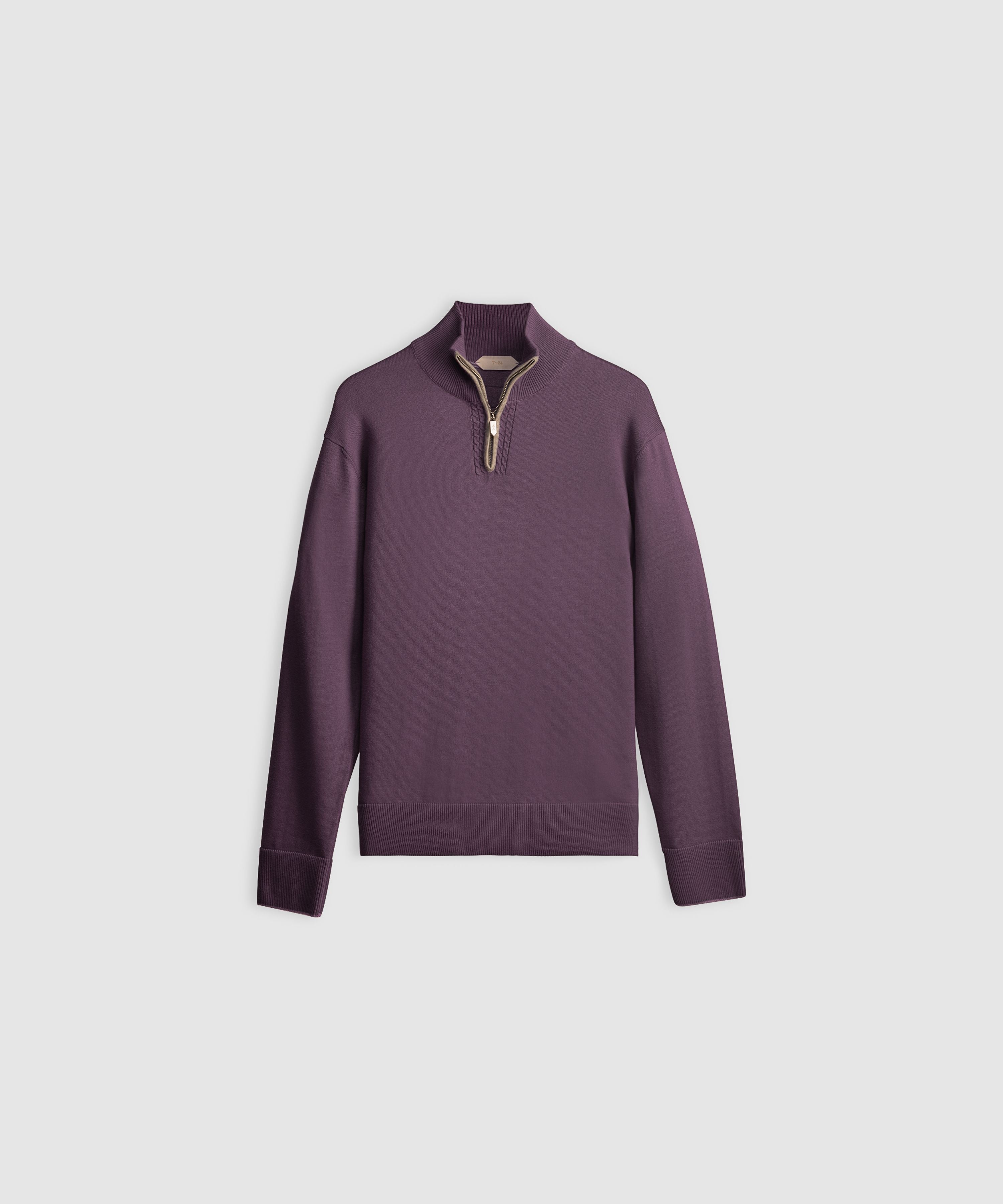 BRAXTON – Quarter-Zip Premium Cotton Sweater with Contrast Piping