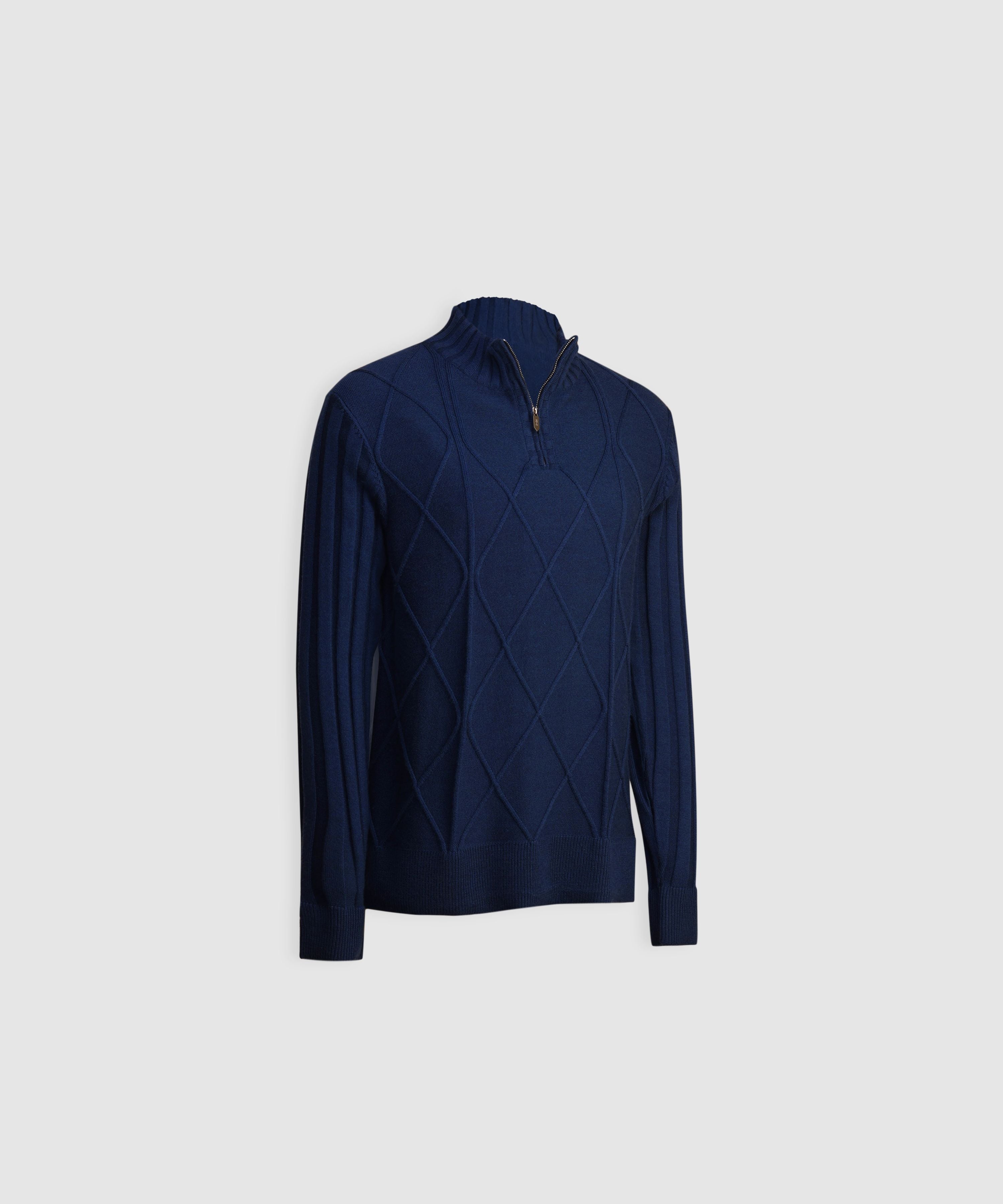 CAPTAIN – Pure Cashwool Multiple Structure Quarter-Zip in Blue Royale