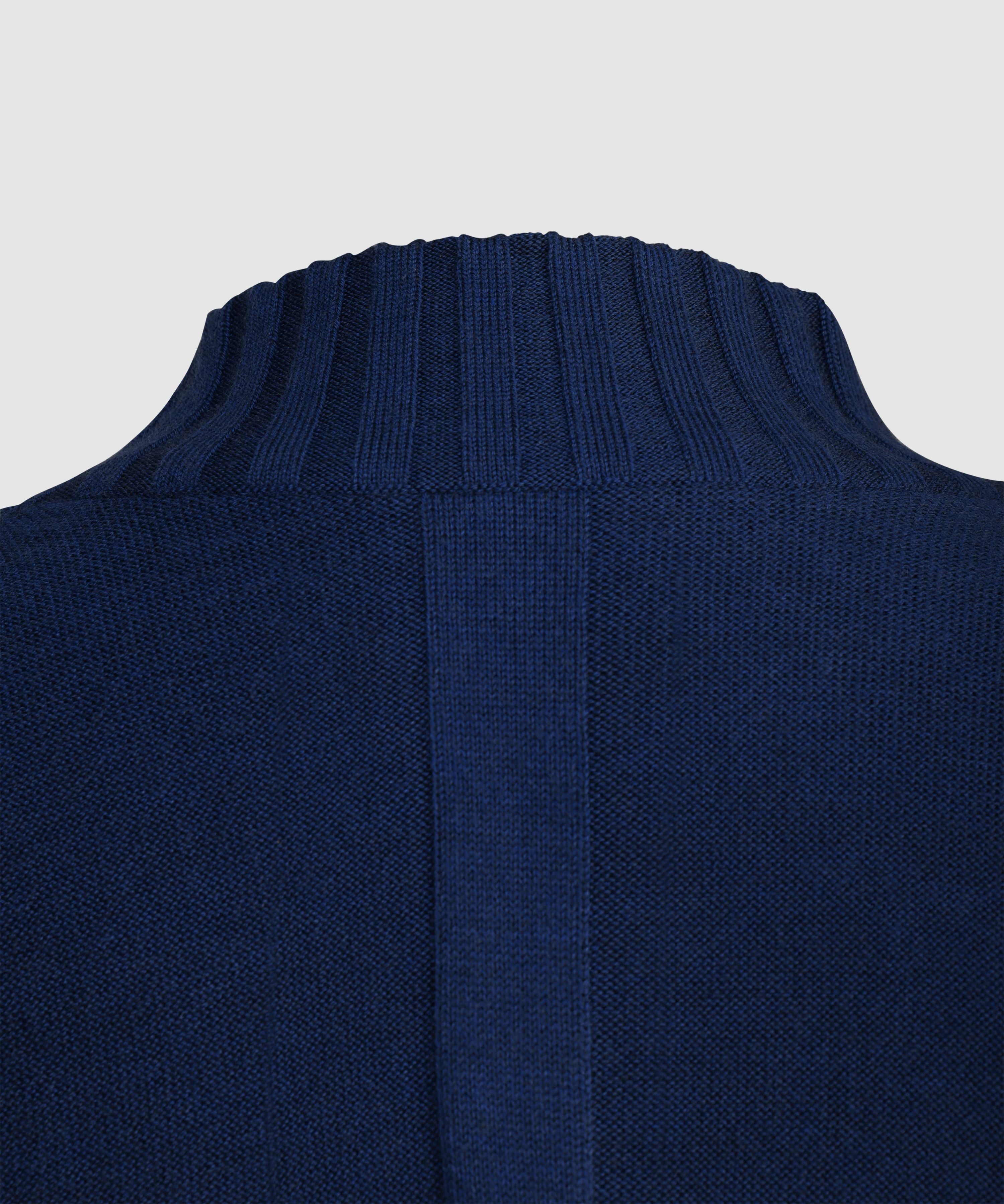 CAPTAIN – Pure Cashwool Multiple Structure Quarter-Zip in Blue Royale